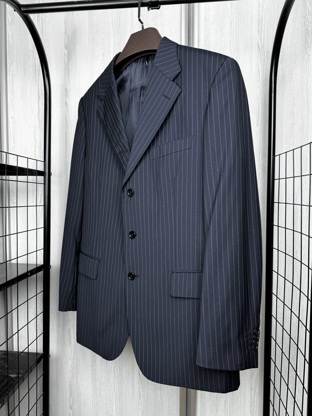 Boggi Boggi Milano blue pinstripe wool 2 button blazer suit jacket Size 42R - 5 Thumbnail