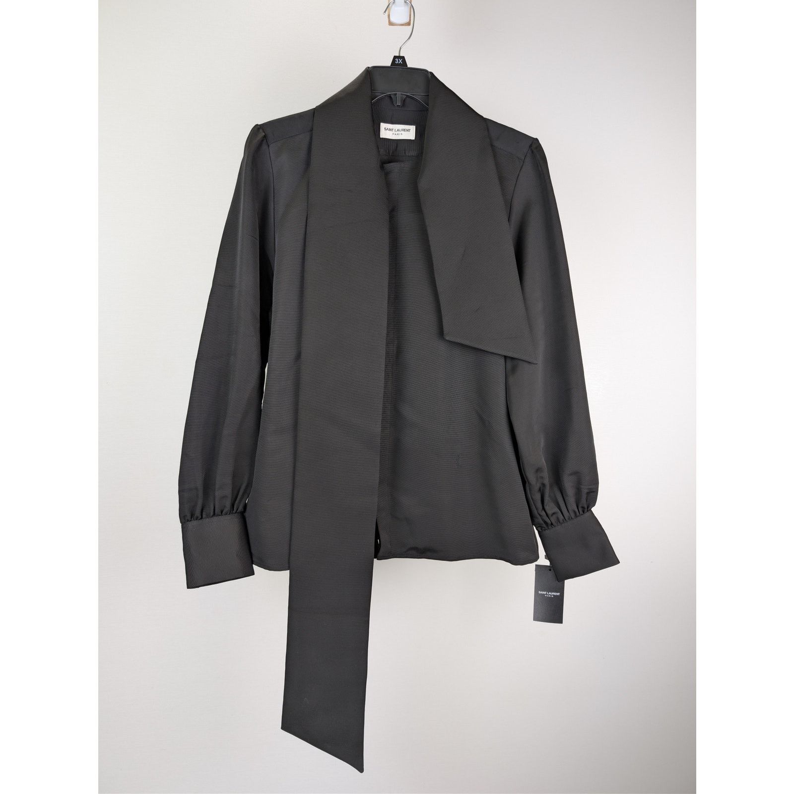 Saint Laurent Paris o1rshd1 Lavallière-Neck blouse Shirt in Black Size US M / EU 48-50 / 2 - 2 Thumbnail