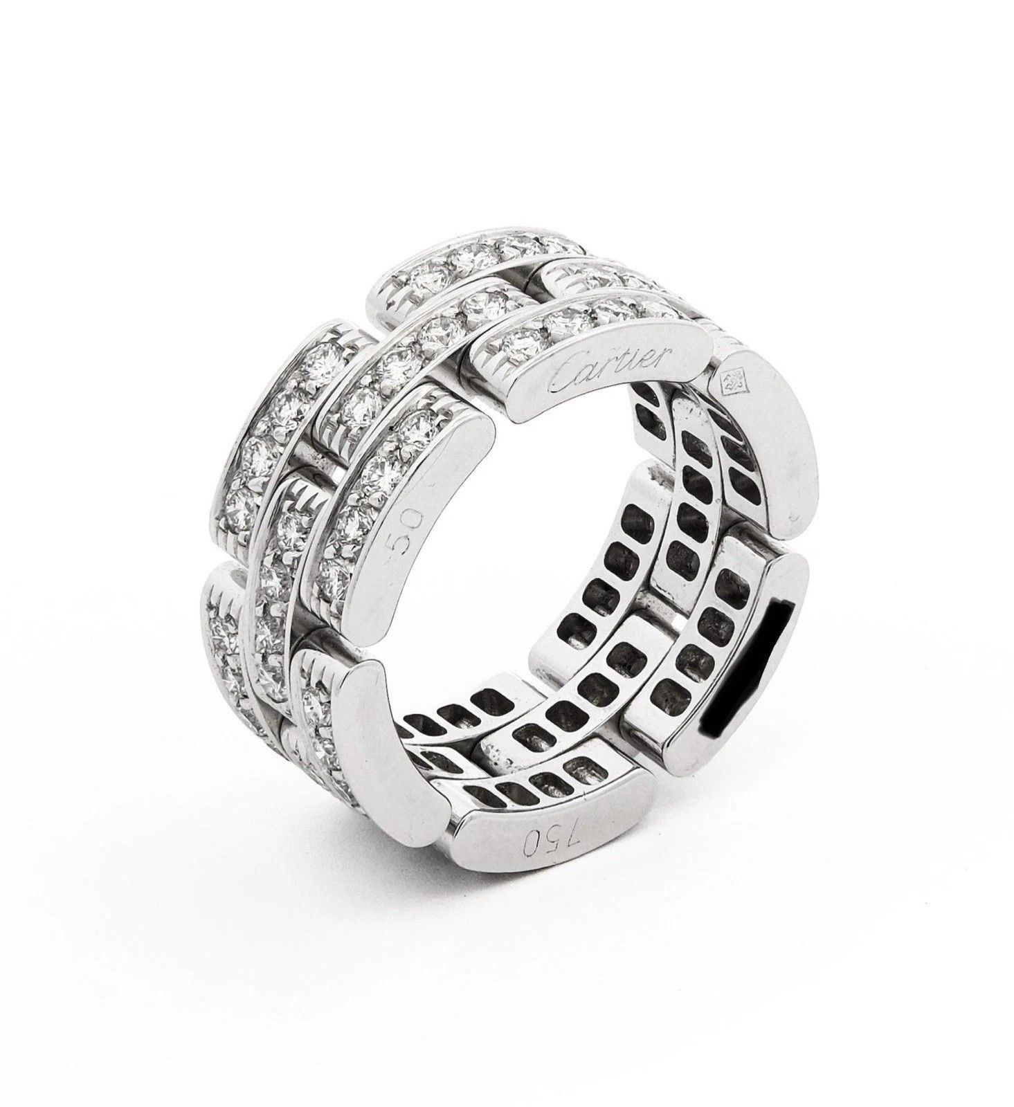 Cartier Maillon Panthere Full Pave Diamond Ring 50 US WG