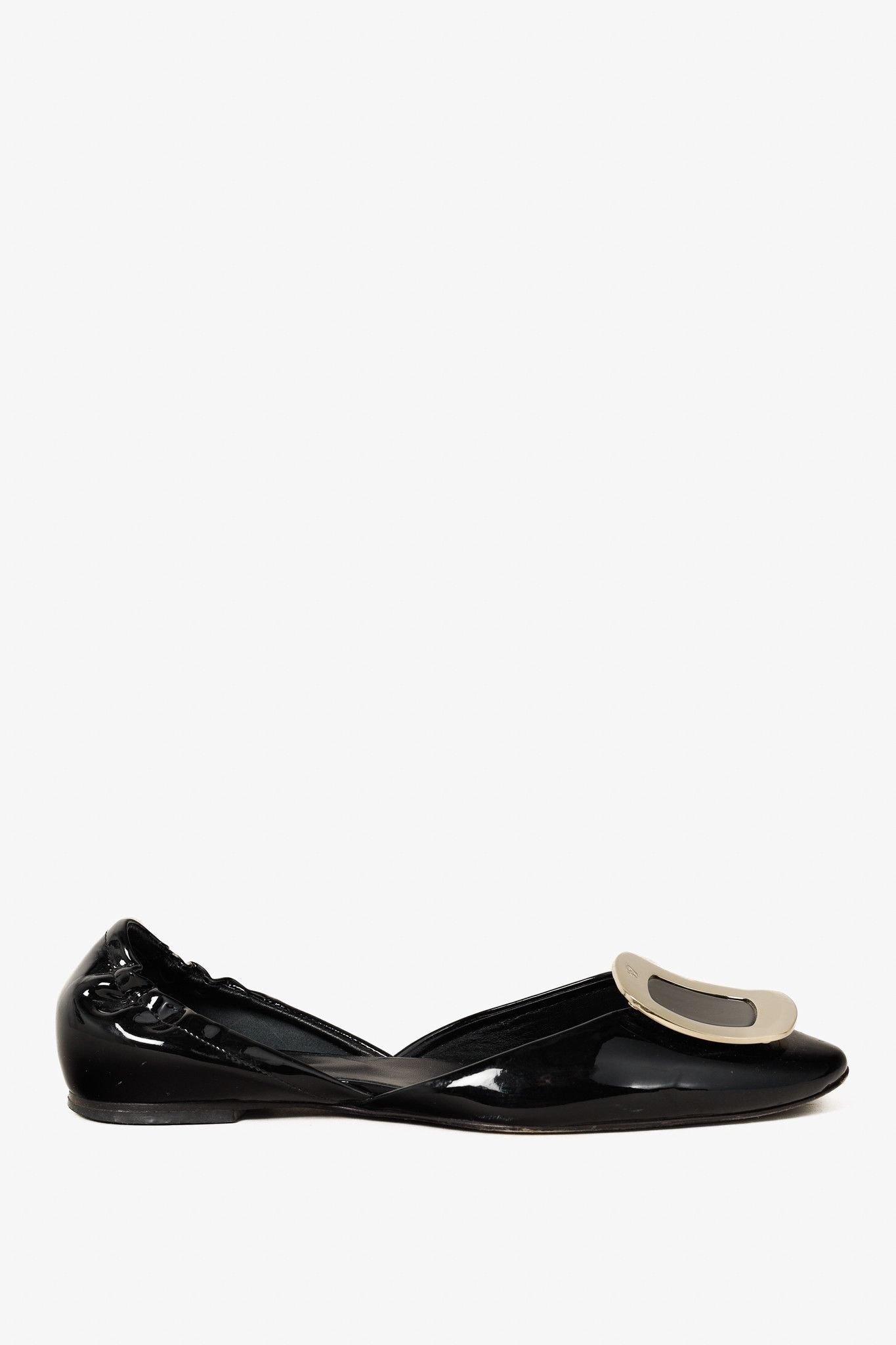 Roger Vivier Roger Vivier Chips Black Patent Leather Buckle Scrunch Flats Size US 5.5 / IT 35.5 - 2 Thumbnail