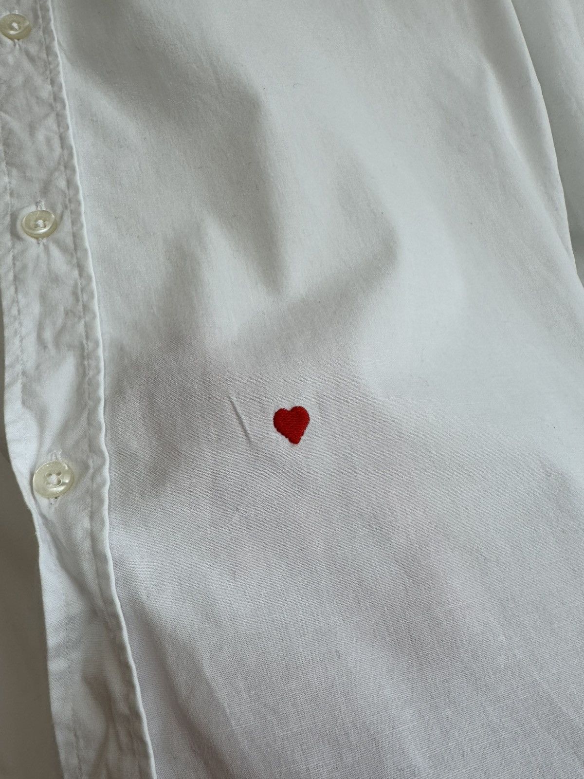 Moschino Moschino White Long Sleeve Red Heart Shirt Size US M / EU 48-50 / 2 - 7 Thumbnail