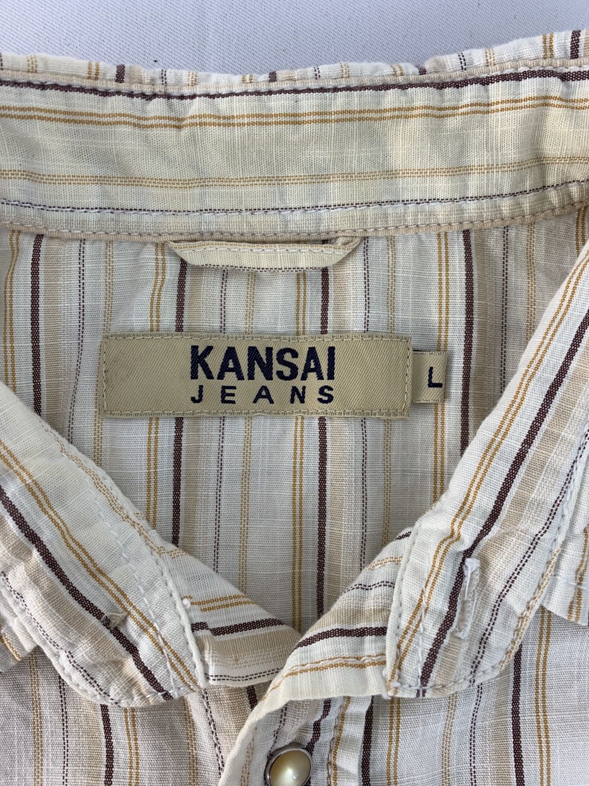 Kansai Yamamoto Hype Kansai Jeans Kansai Yamamoto Striped Button Up Shirt Size US L / EU 52-54 / 3 - 3 Thumbnail