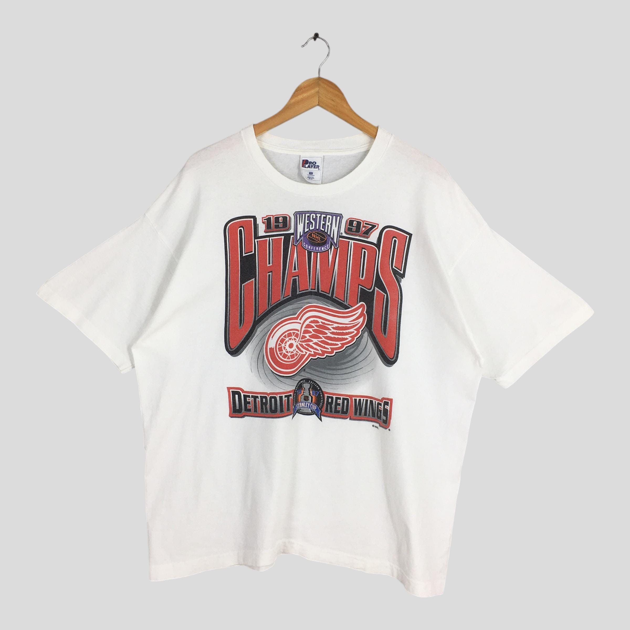 NHL Vintage 90s Detroit Red Wings NHL White Tshirt XXLarge Size US XXL / EU 58 / 5 - 1 Thumbnail
