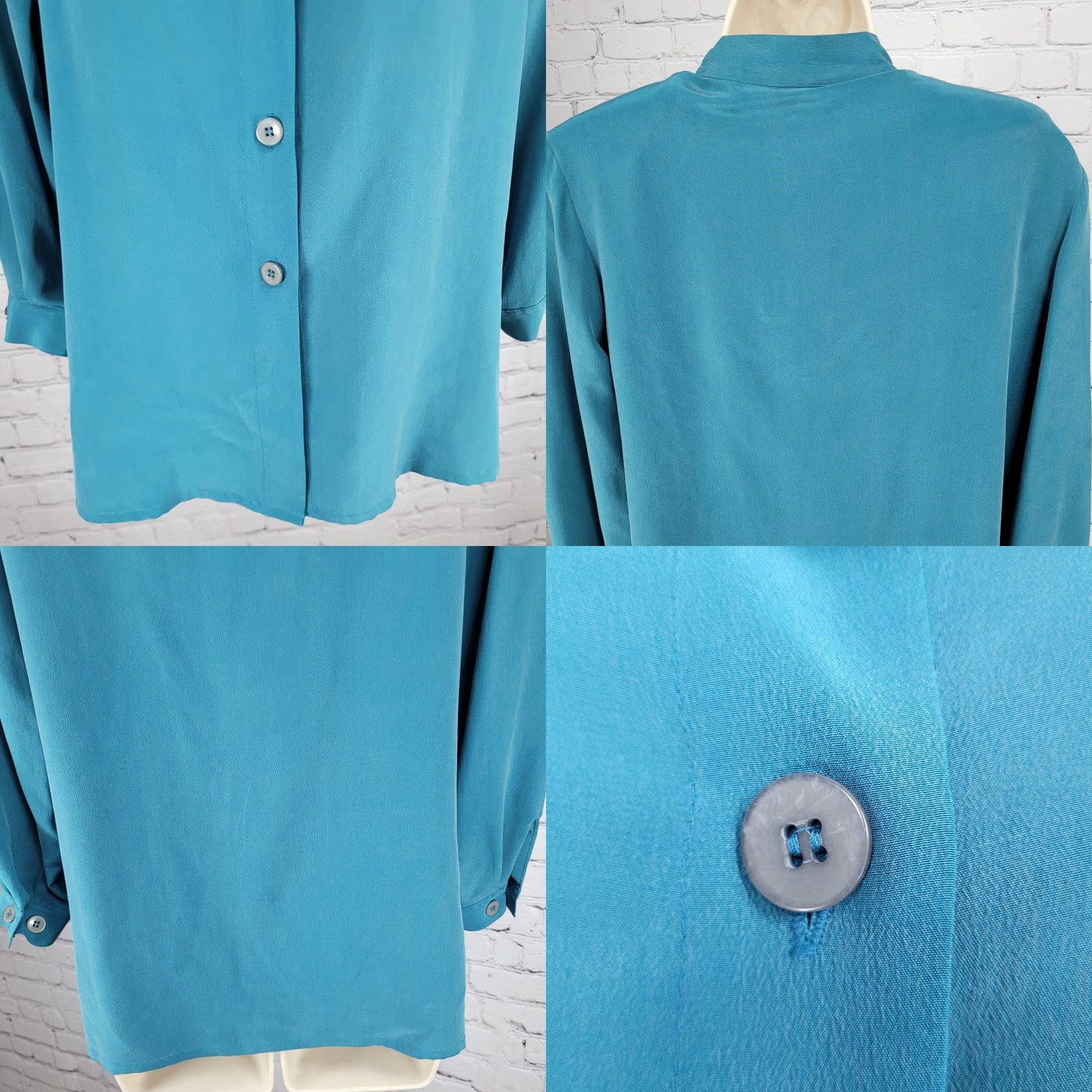 Vintage VINTAGE Jacqueline Ferrar Blue 100% Silk Button Up Long Sleeve Shirt Blouse Top XS Size XS / US 0-2 / IT 36-38 - 8 Thumbnail