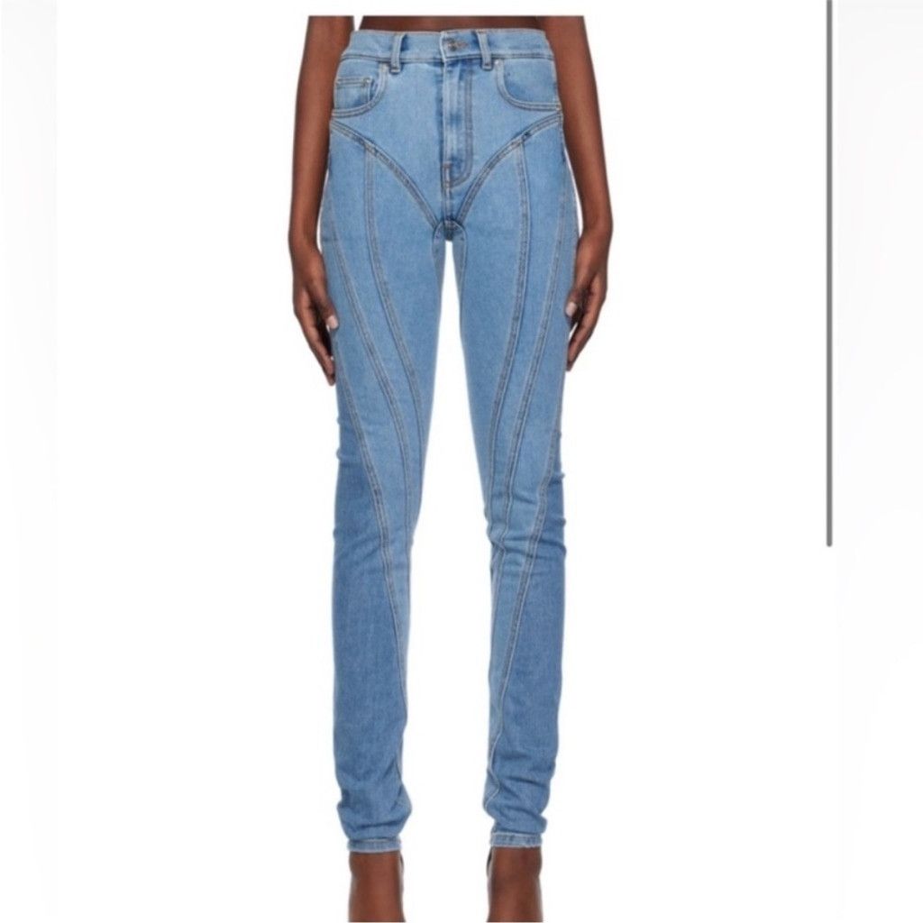Mugler Mugler High Rise Spiral Blue Jeans Size 25" / US 0 / IT 36 - 3 Thumbnail