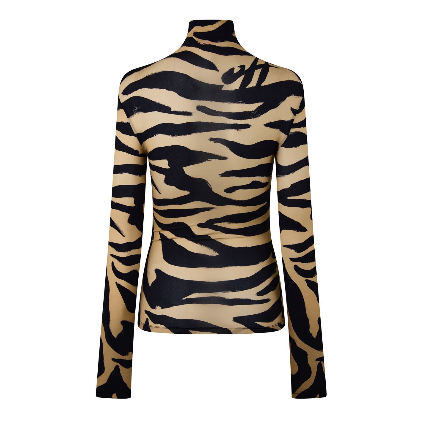 Off-White o1g2r1mq1224 Zebra Turtleneck Sweaters Light Brown & Black Size L / US 10 / IT 46 - 2 Thumbnail