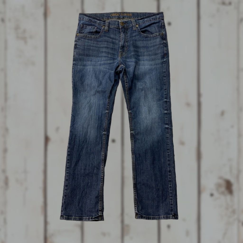 Cody James Cody James Jeans Straight Blue Denim Mens 34x32 35x31 Cotton Lycra 5-Pocket Western Cowboy Streetwear Regular Waist Medium Wash Jeans Mens Size US 34 / EU 50 - 1 Thumbnail