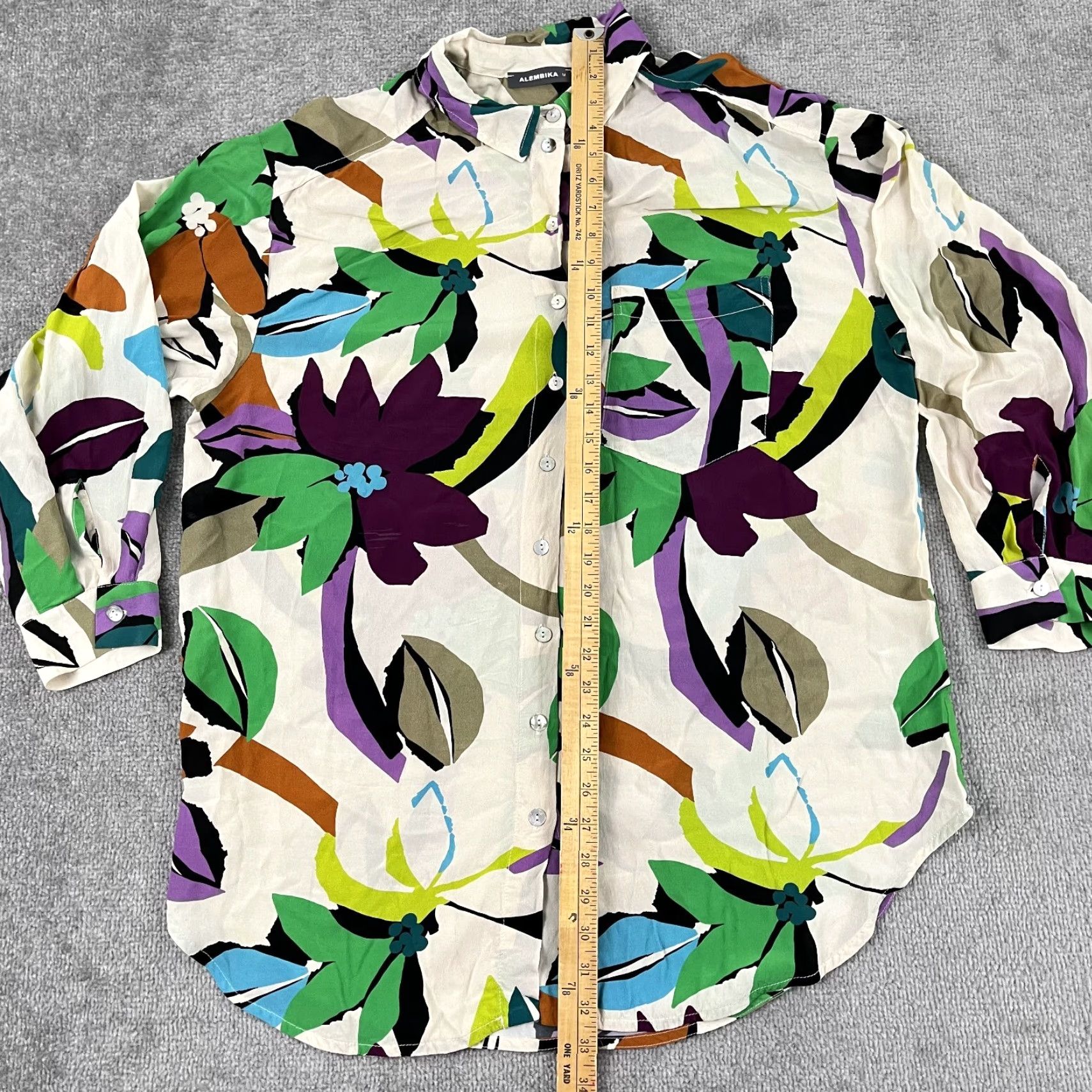 Vintage VINTAGE Alembika Women's Oversized Floral Abstract Button Tunic Top Viscose Casual Dressy All Seasons Size M / US 6-8 / IT 42-44 - 3 Thumbnail