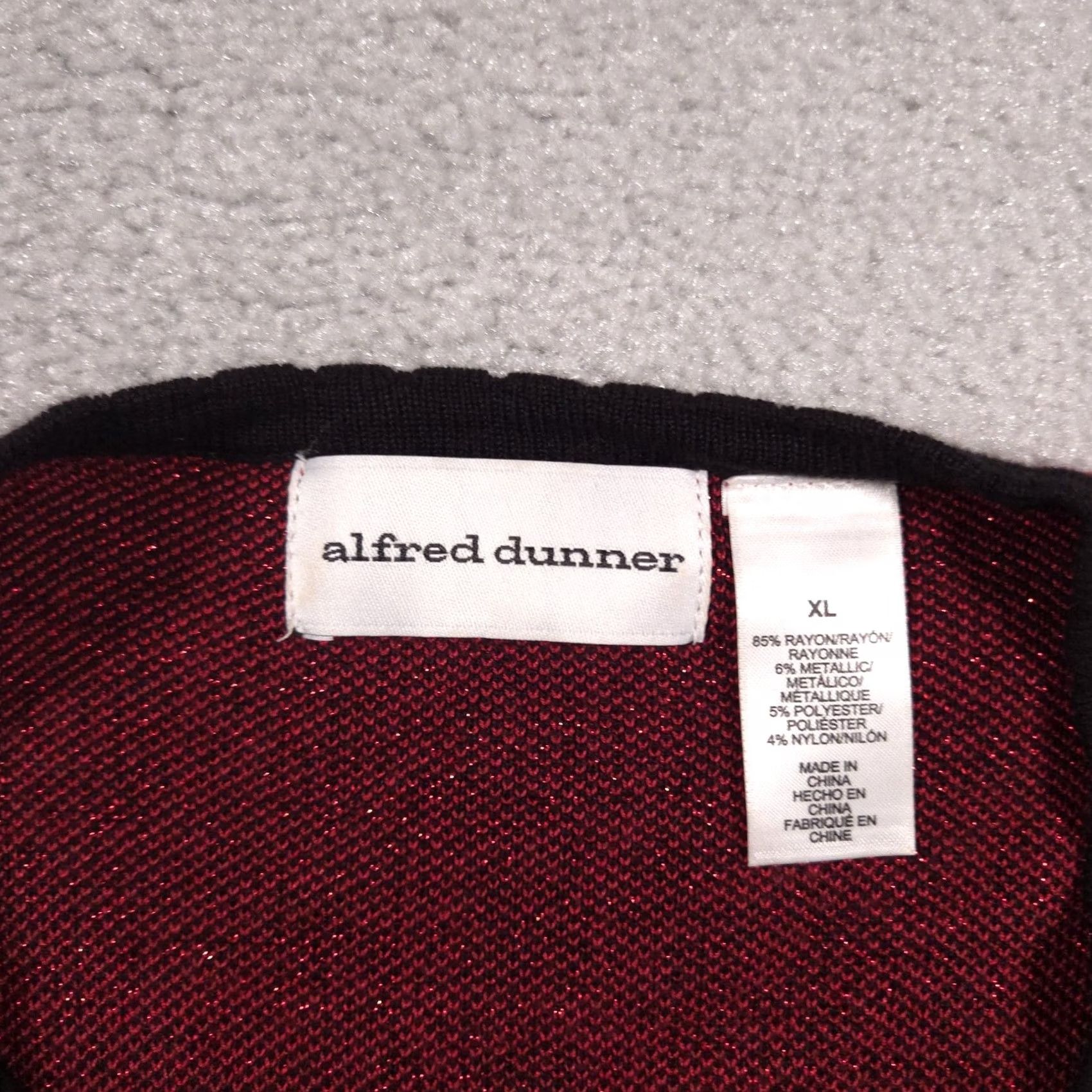 Vintage Alfred Dunner Sweater Cardigan Womens XL Red Ombre Rhinestone Open Front Geometric Knit 3/4 Sleeve Womens Size XL / US 12-14 / IT 48-50 - 6 Thumbnail
