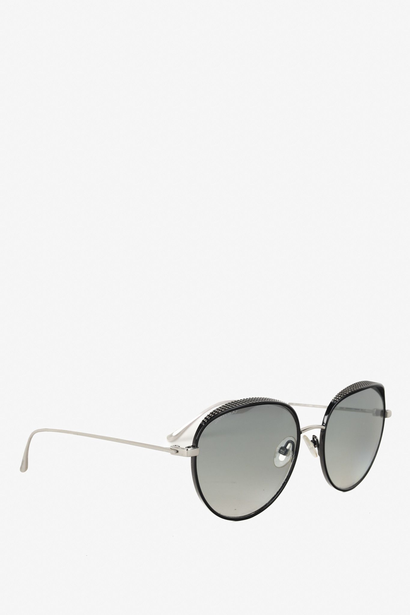 Jimmy Choo Jimmy Choo Ello/S Jin IC Round Gunmetal Textured Sunglasses Size ONE SIZE - 1 Thumbnail