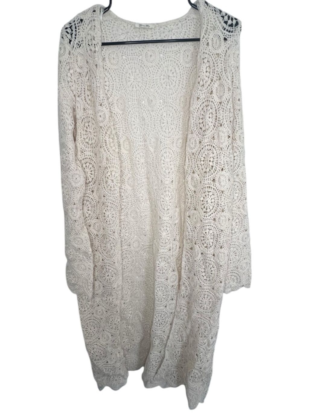 Miss Me Miss Me Cream Boho Crochet Lace Long Sleeve Duster Cardigan Size S / US 4 / IT 40 - 1 Thumbnail