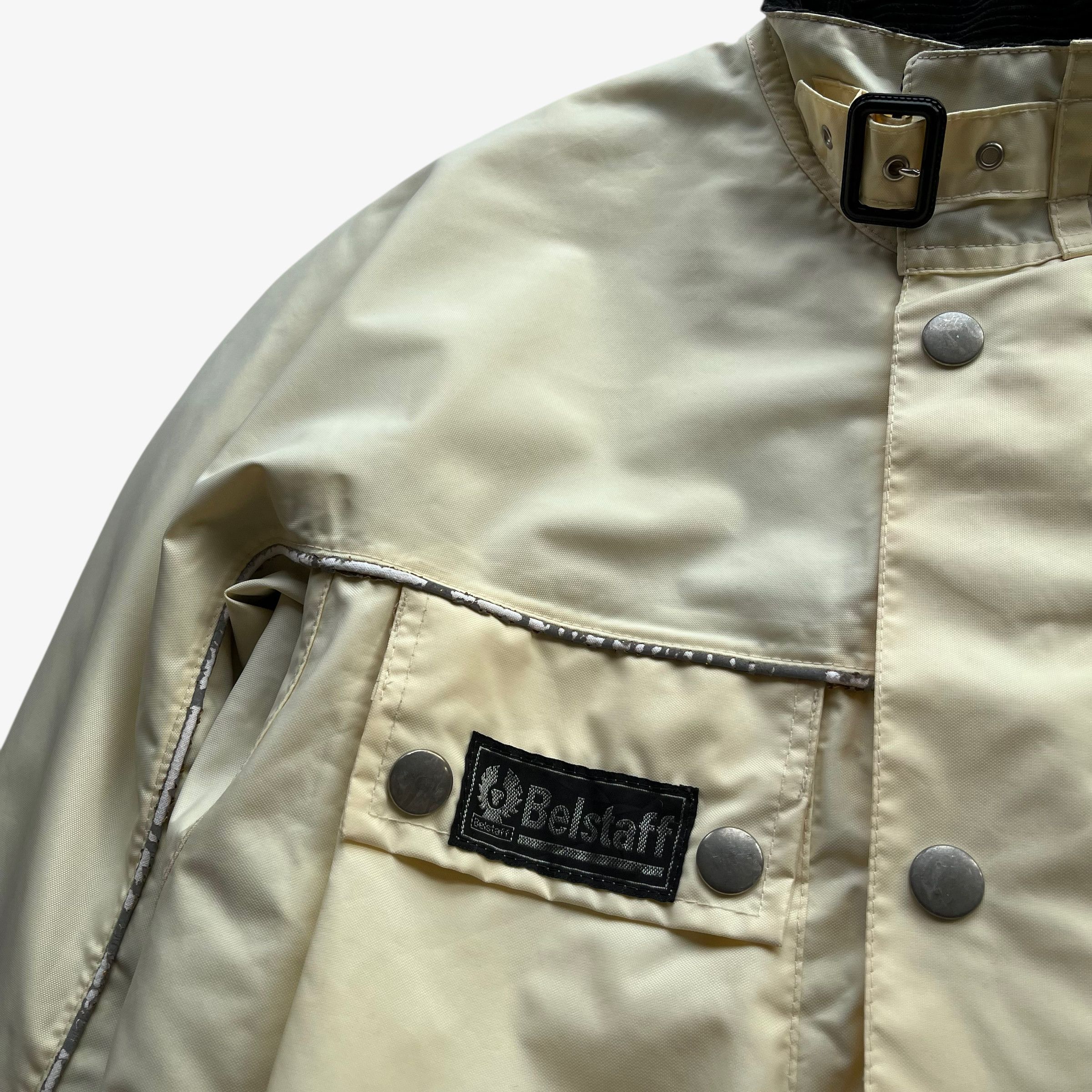 Belstaff Vintage 90s Men's Belstaff Tourmaster 500 Cream Biker Jacket Size US S / EU 44-46 / 1 - 4 Thumbnail