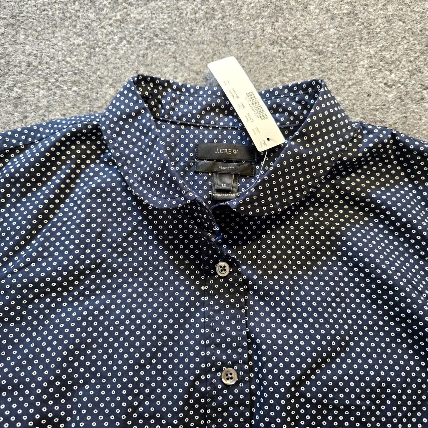 J.Crew J.CREW Top Womens Size 12 Button-Up Long Sleeve Blue White Dotted Casual Shirt Dressy Career Capsule Regular Womens Size XL / US 12-14 / IT 48-50 - 2 Thumbnail