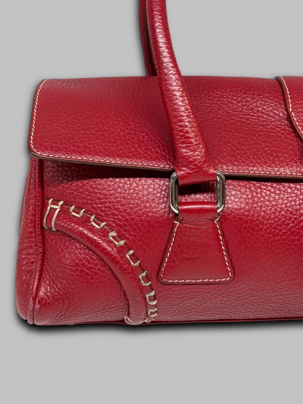 Burberry Burberry London Hot Red Leather Shoulder Bag Nova Check Size ONE SIZE - 4 Thumbnail