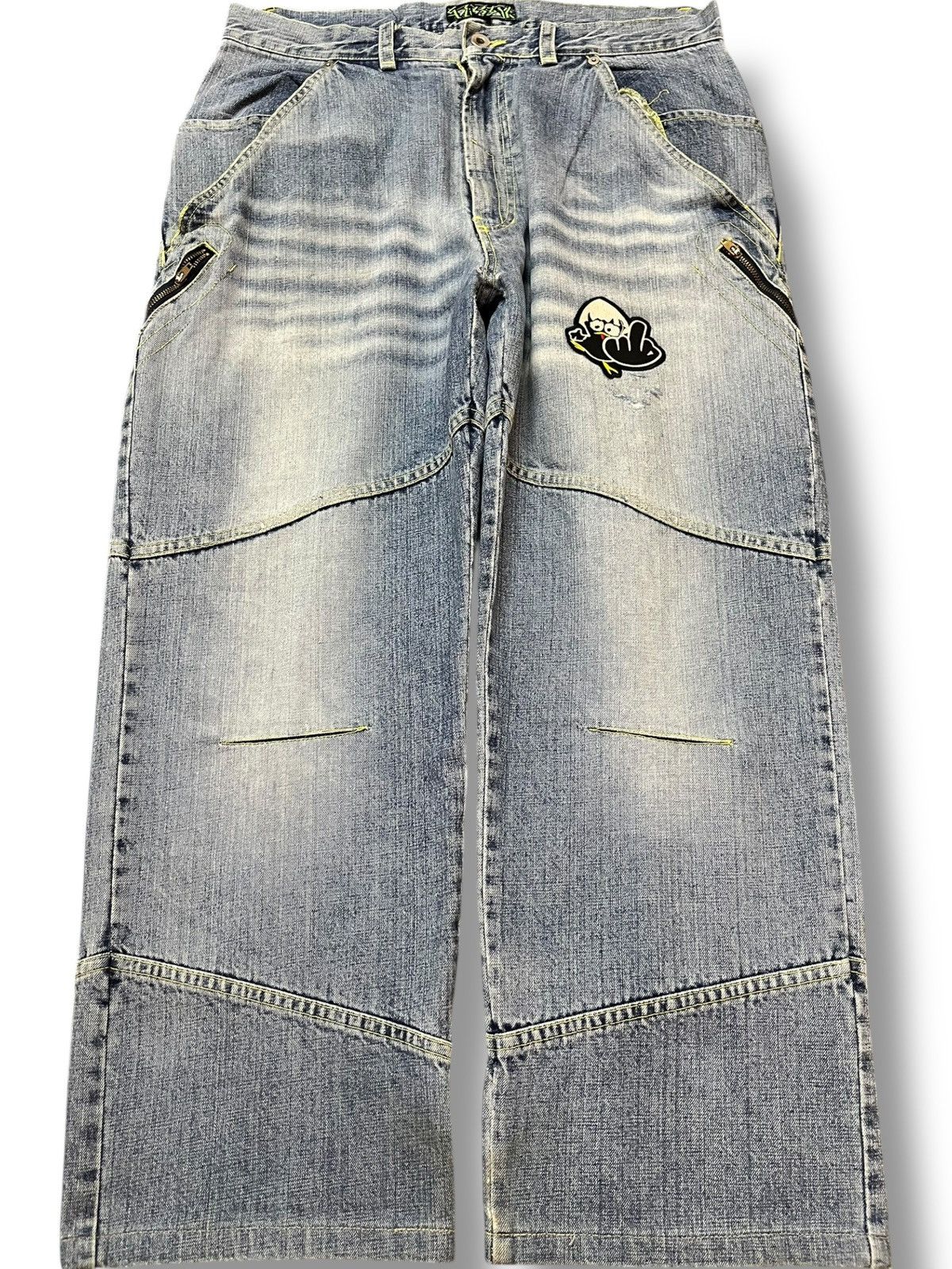 Bassike Vintage Bassayk Baggy Skater Wide Leg Faded Denim Size US 33 - 1 Thumbnail