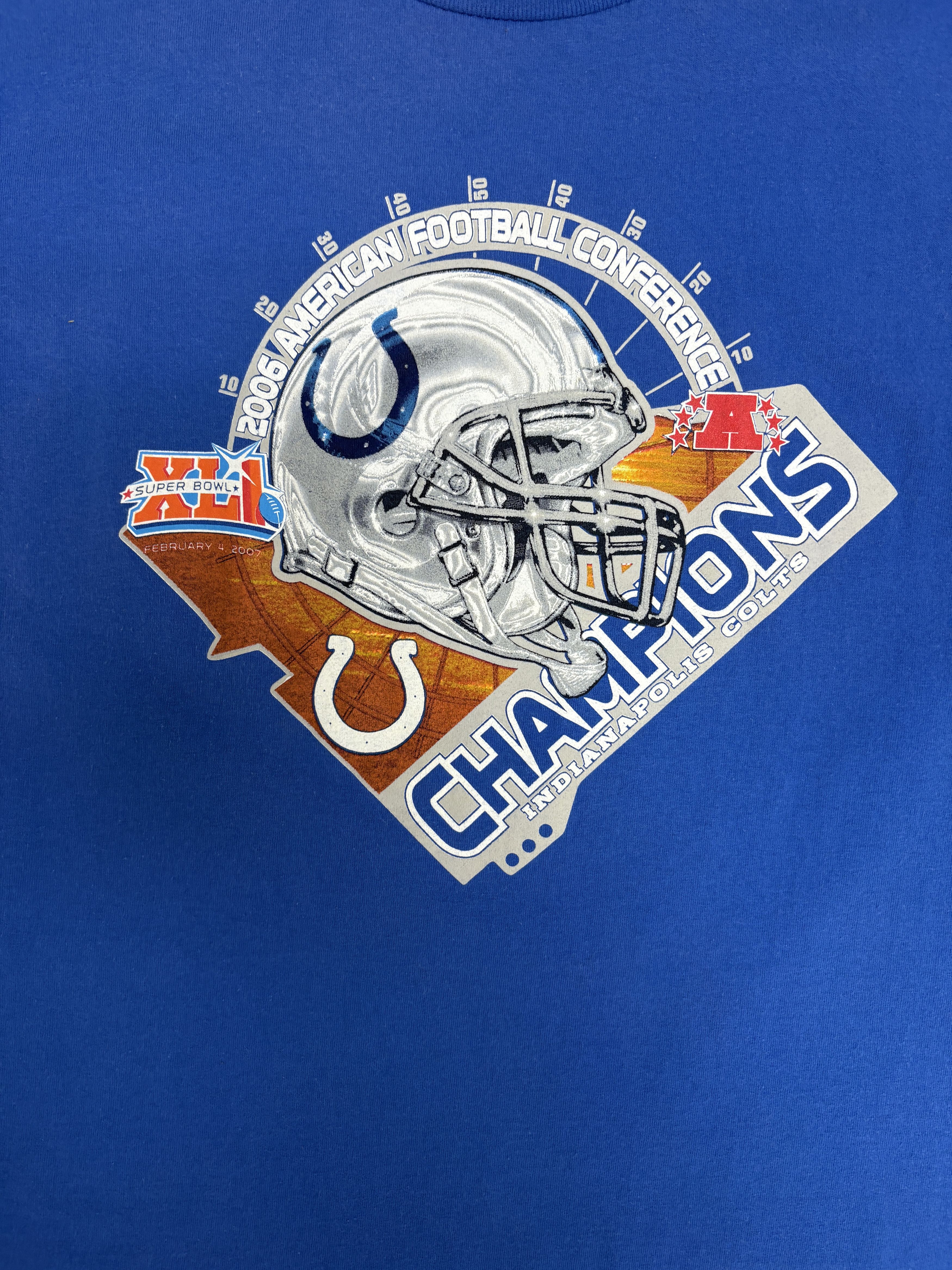 Vintage Indianapolis Colts 2006 AFC Champions Vintage Blue T-Shirt Size US L / EU 52-54 / 3 - 2 Thumbnail