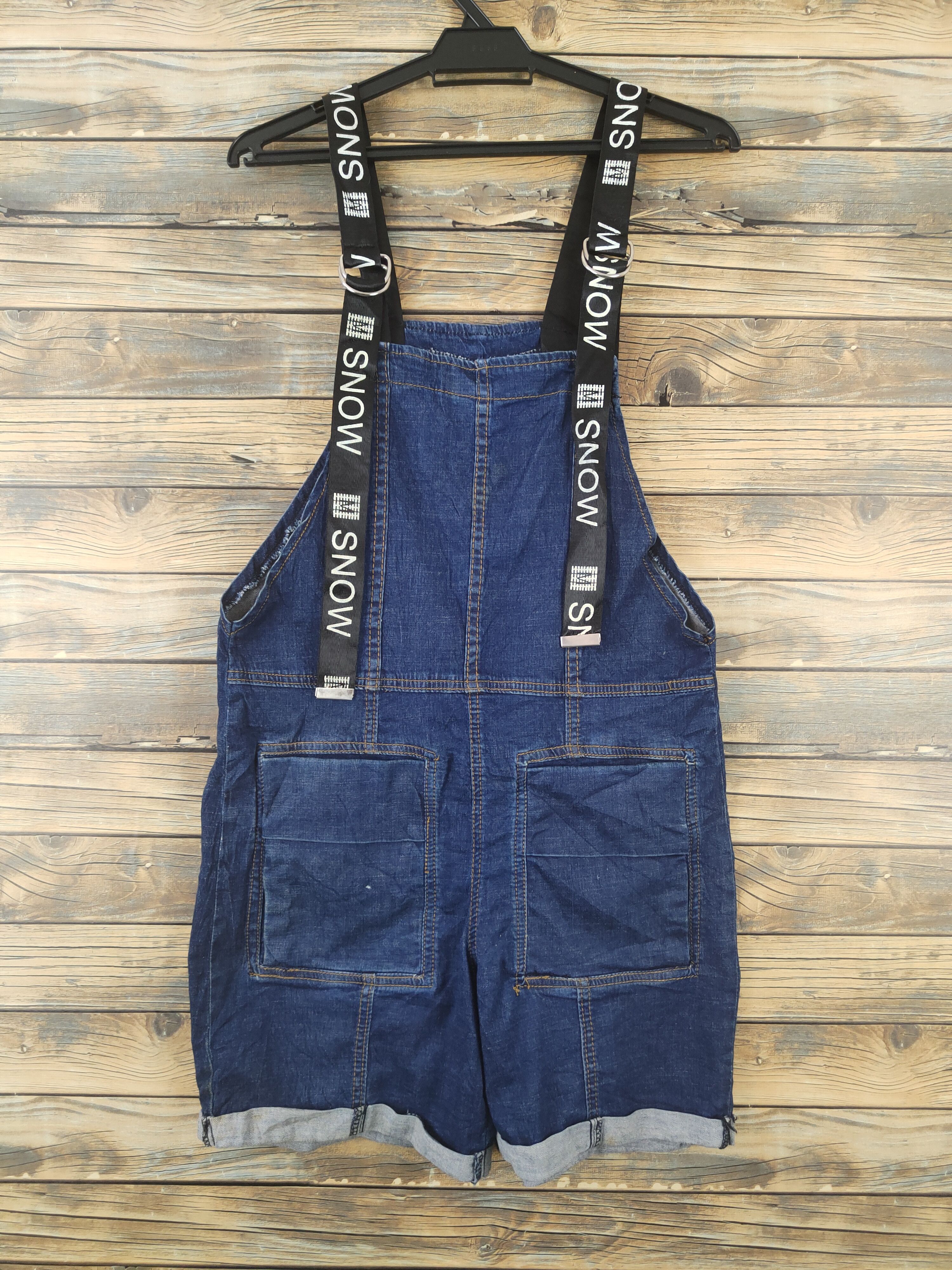 Japanese Brand × Vintage Vintage Japanese Brand Dark Blue Denim Shortall Jumpsuits Size 33" - 1 Thumbnail