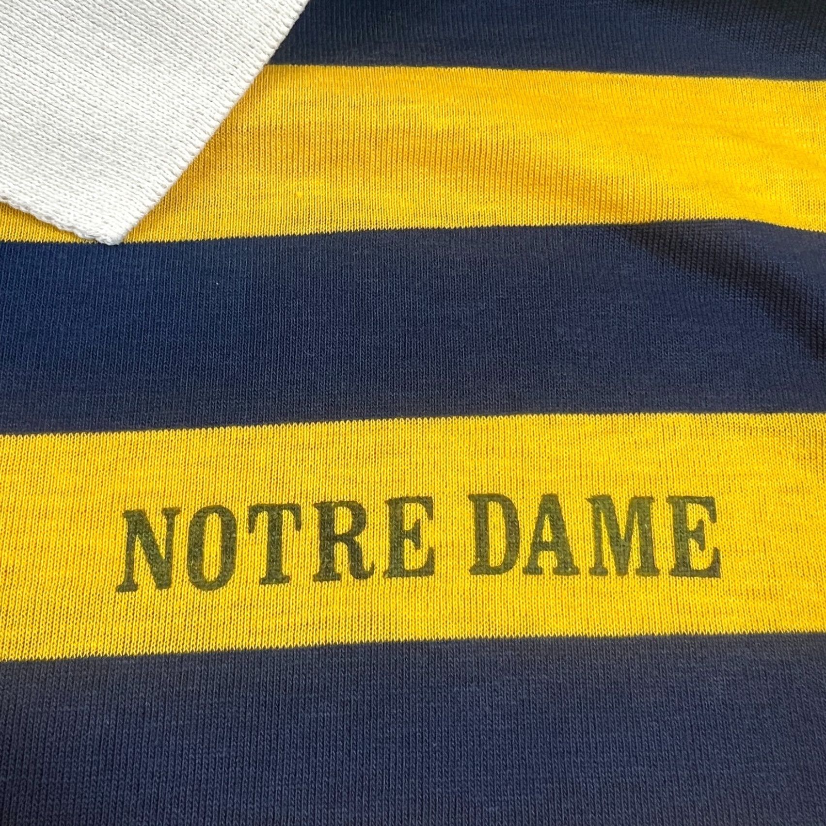 Champion VINTAGE Champion Shirt XL 1970s Notre Dame University Polo Blue Striped Mens Size US XL / EU 56 / 4 - 3 Thumbnail