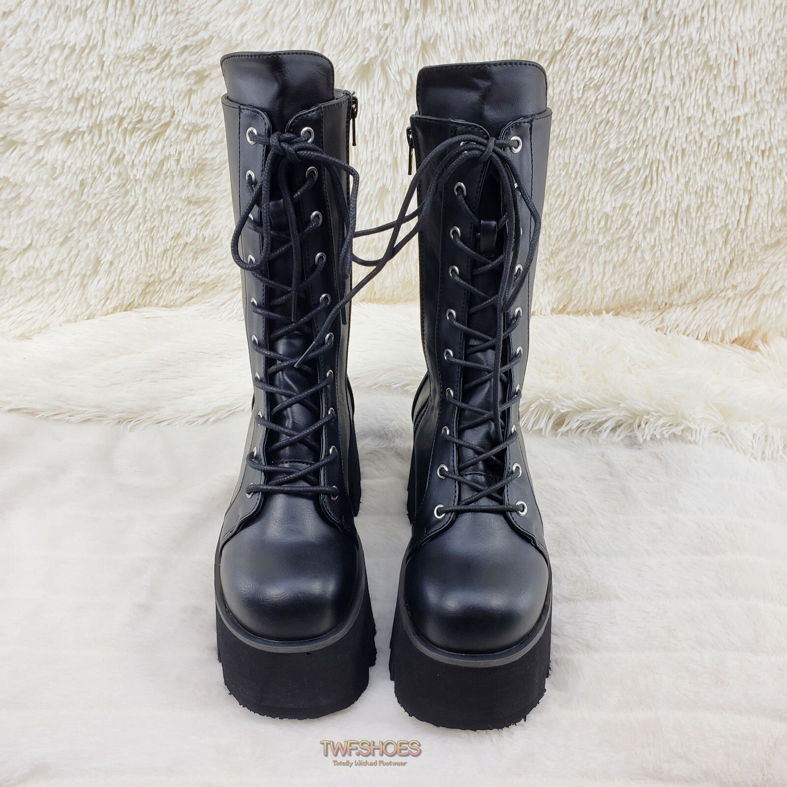 Other DEMONIA Ashes 105 Black Matte 3.5" Platform Heel Combat Goth Size US 8 / IT 38 - 7 Thumbnail