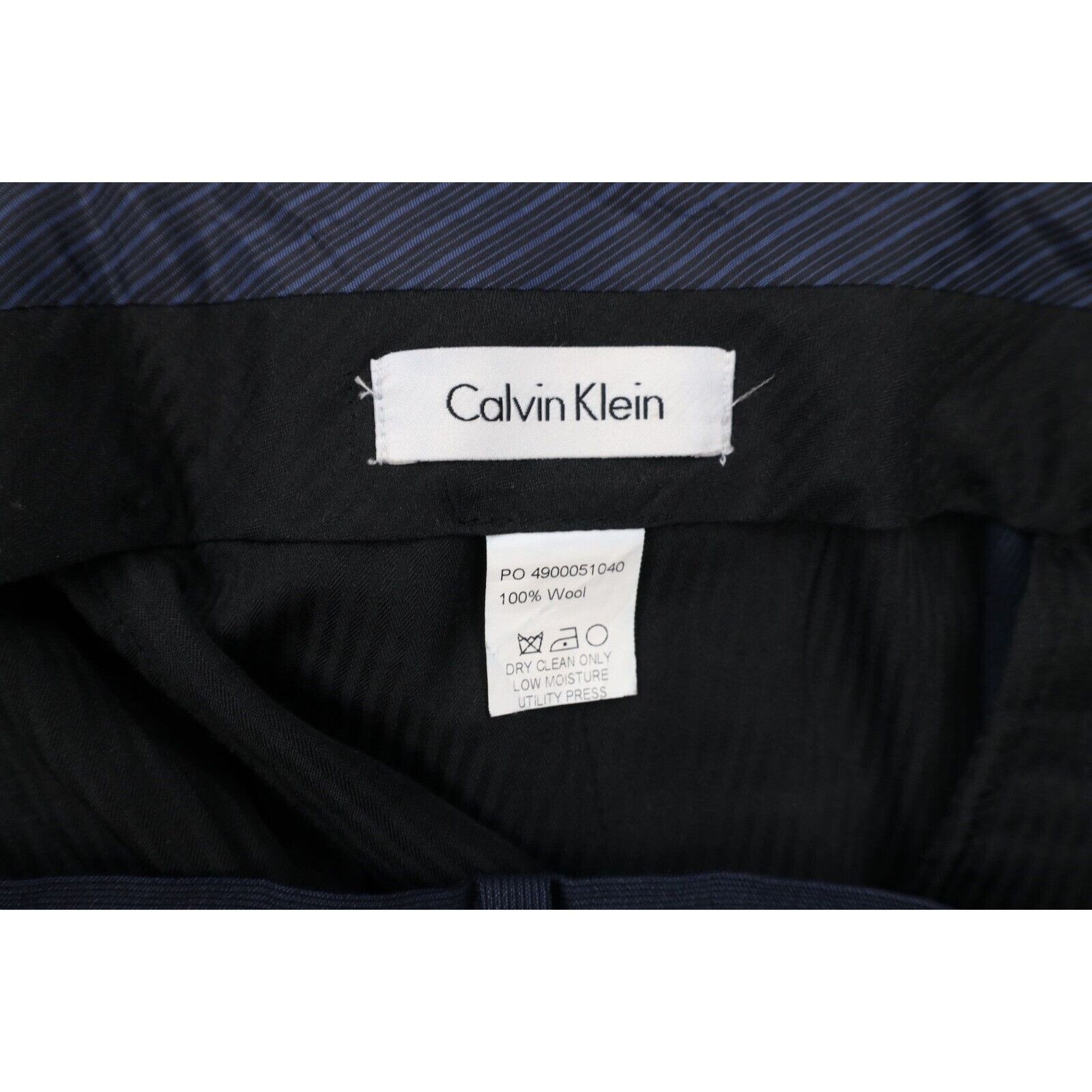 Calvin Klein Calvin Klein Wool Striped 2 Piece Suit Wedding Dark Blue Size 38R - 15 Thumbnail