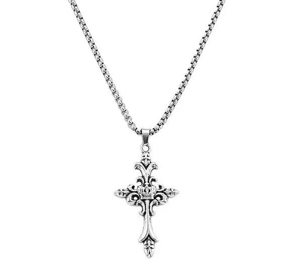 Jewelry Silver Gothic Cross Pendant Necklace for Men Size ONE SIZE - 8 Thumbnail