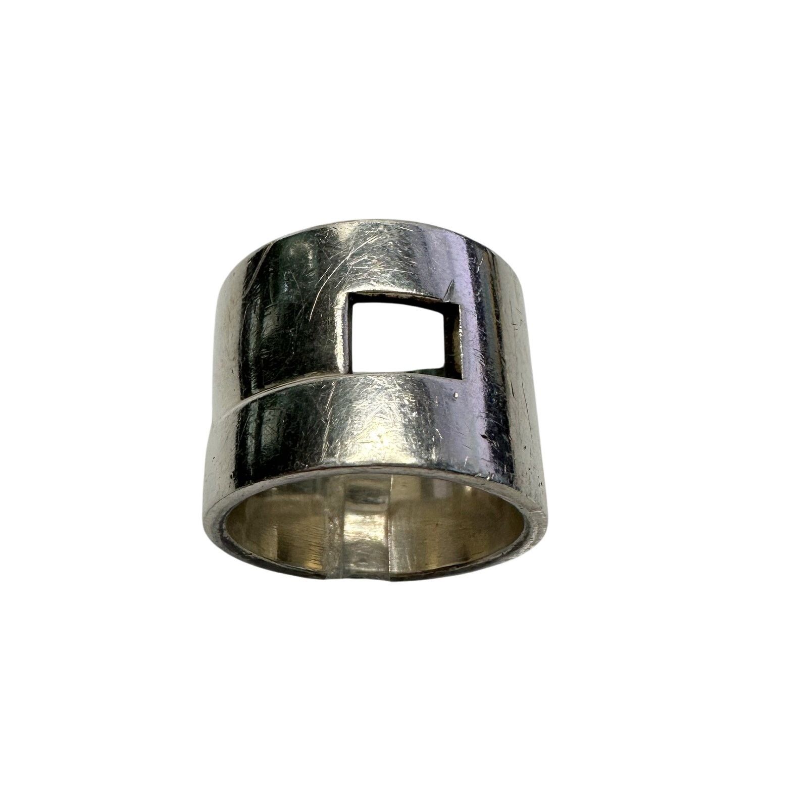Gucci Gucci Geometric G Wide Sterling Silver Ring - size 7 Size ONE SIZE - 7 Thumbnail