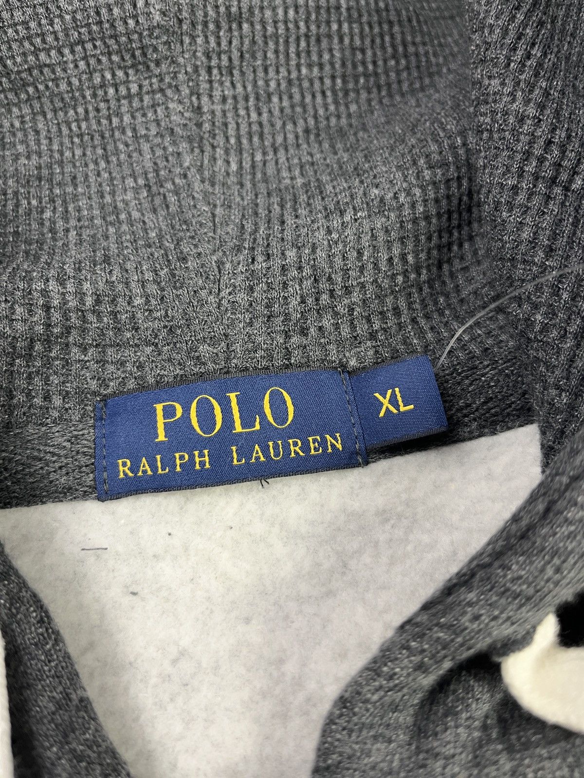 Polo Ralph Lauren Full Zip Hoodie XL Dark Grey Thermal Waffle Lined Sweatshirt Size US XL / EU 56 / 4 - 6 Thumbnail