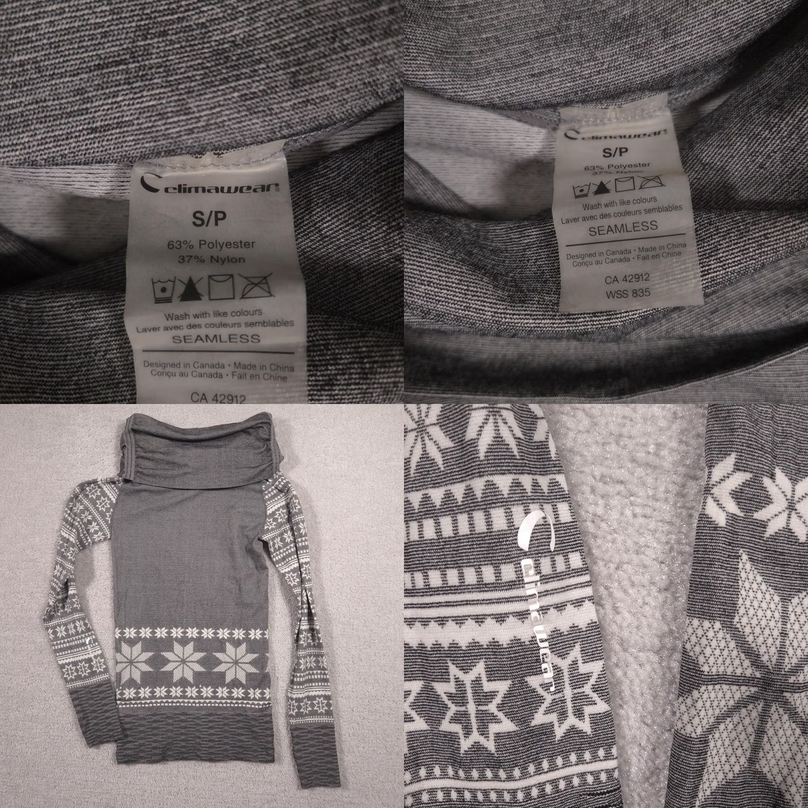 Vintage VINTAGE? Climawear Shirt Womens S Gray Fair Isle Cowl Neck Seamless Thermal Top Size S / US 4 / IT 40 - 8 Thumbnail