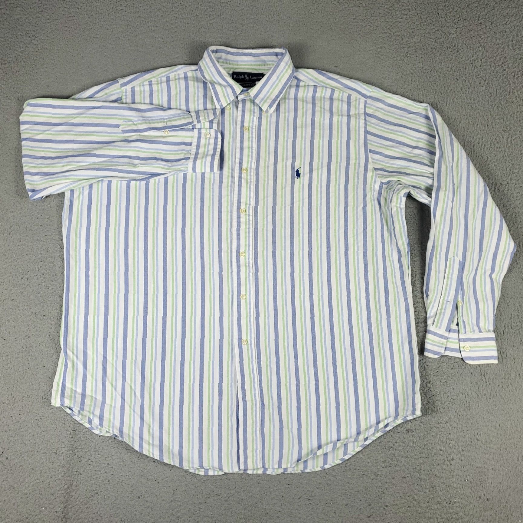 Ralph Lauren Ralph Lauren Blue Striped Button-Up Shirt Mens XL Long Sleeve Casual Preppy Size US XL / EU 56 / 4 - 3 Thumbnail