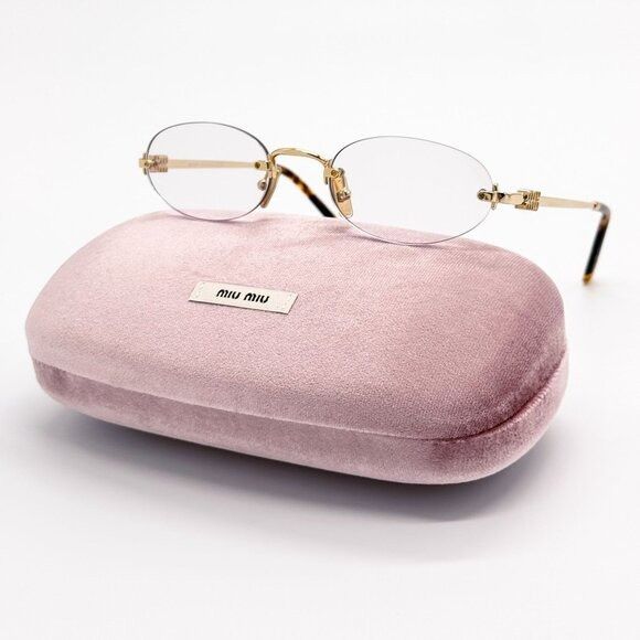 Miu Miu NEW MIU MIU SUNGLASSES MUA54S 5AK08N OVAL GOLD/CLEAR WOMEN M Size ONE SIZE - 3 Thumbnail