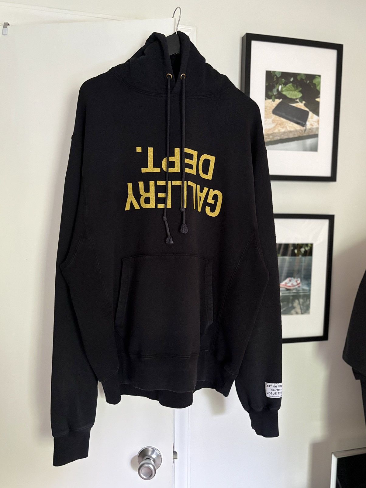 image of Gallery Dept Sun Faded Upside Down Logo Hoodie in Black, Men's (Size 2XL)