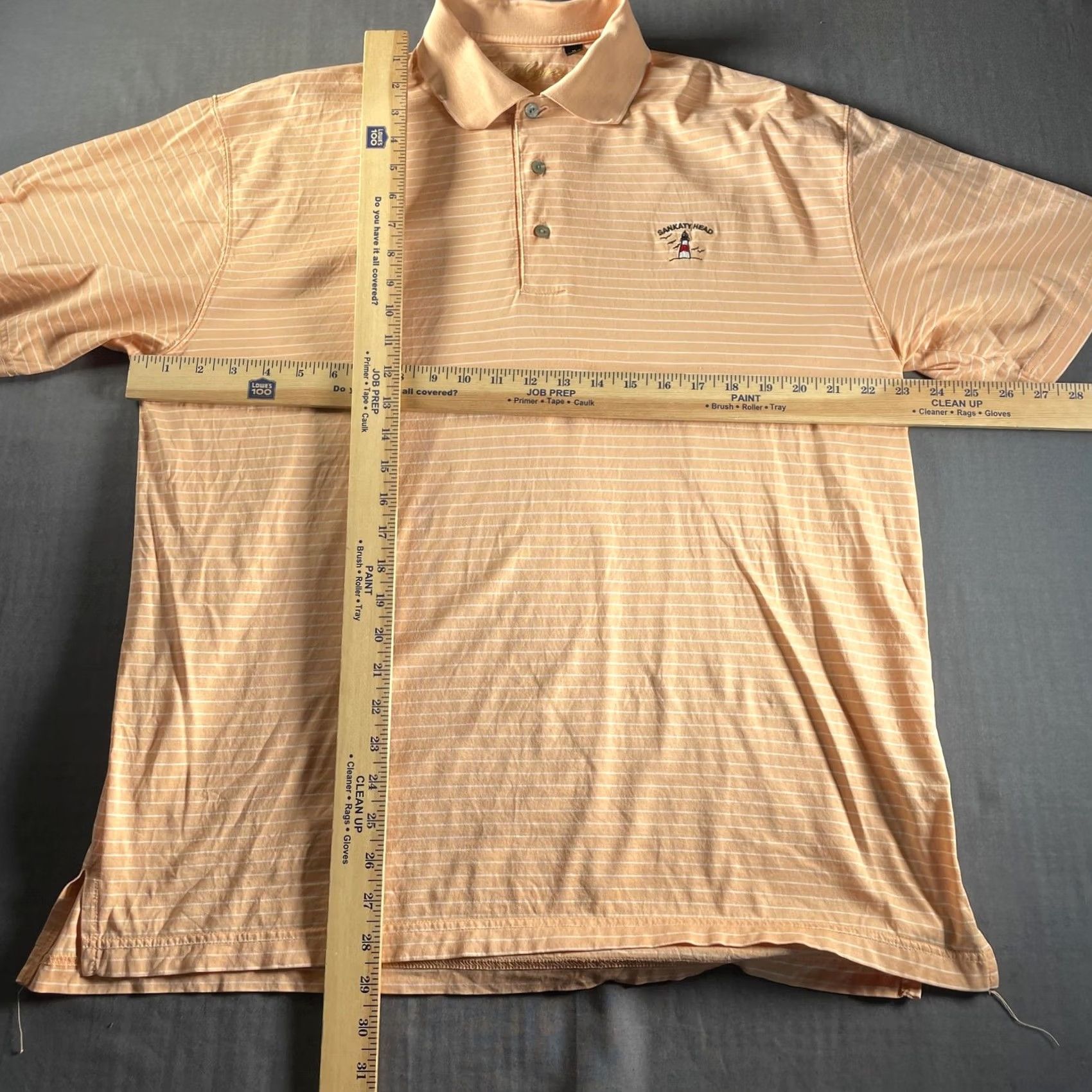 Vintage Ben Hogan Polo Shirt Mens M Peach Striped Sankaty Head Lighthouse Golf Shirt Size US M / EU 48-50 / 2 - 4 Thumbnail