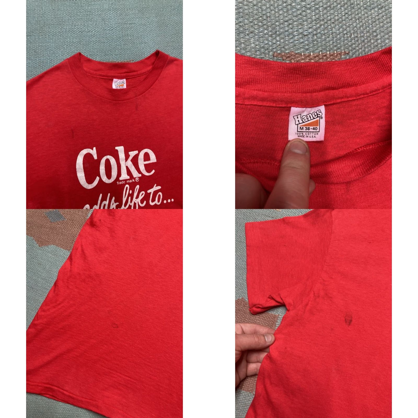 Hanes VINTAGE 70s Hanes T-Shirt Ringling Bros Barnum Bailey Coke Adds Life Red Medium Mens Shirt Vintage 70s 90s Theme Size US M / EU 48-50 / 2 - 8 Thumbnail