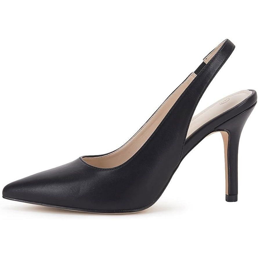 Other Trish Lucia Womens Size 8 Black Faux Leather Slingback Heels Size US 8 / IT 38 - 3 Thumbnail