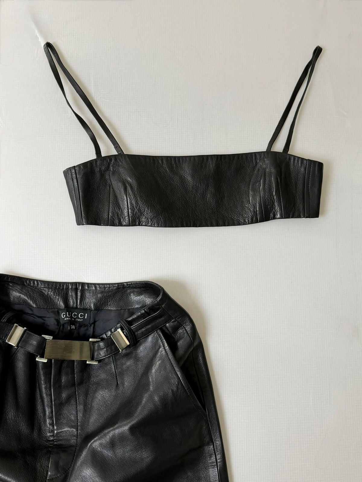 Gucci 1997-1998 Gucci by Tom Ford Black Leather Tube & Pants Set Size S / US 4 / IT 40 - 2 Thumbnail
