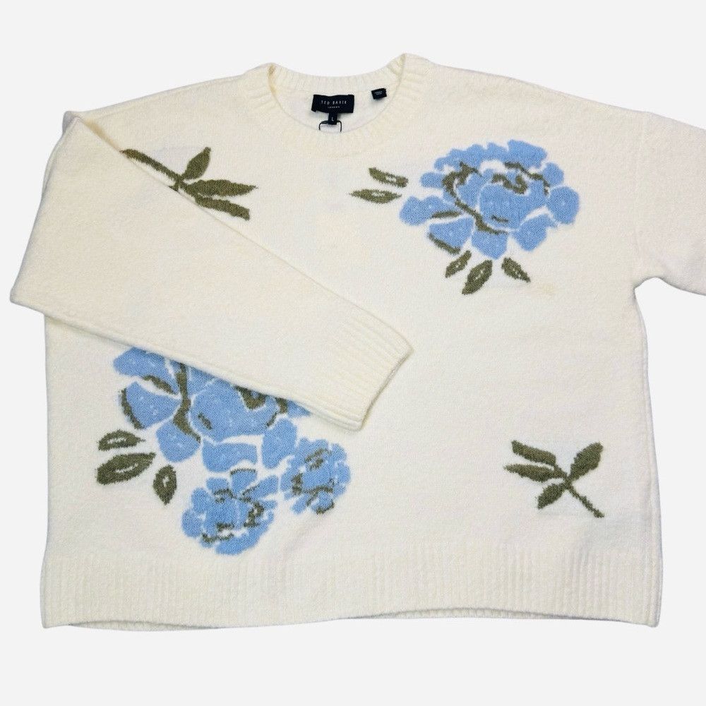 Ted Baker NWT New $175 Ted Baker Floral Crew Neck Wool Blend Sweater Size L / US 10 / IT 46 - 3 Thumbnail
