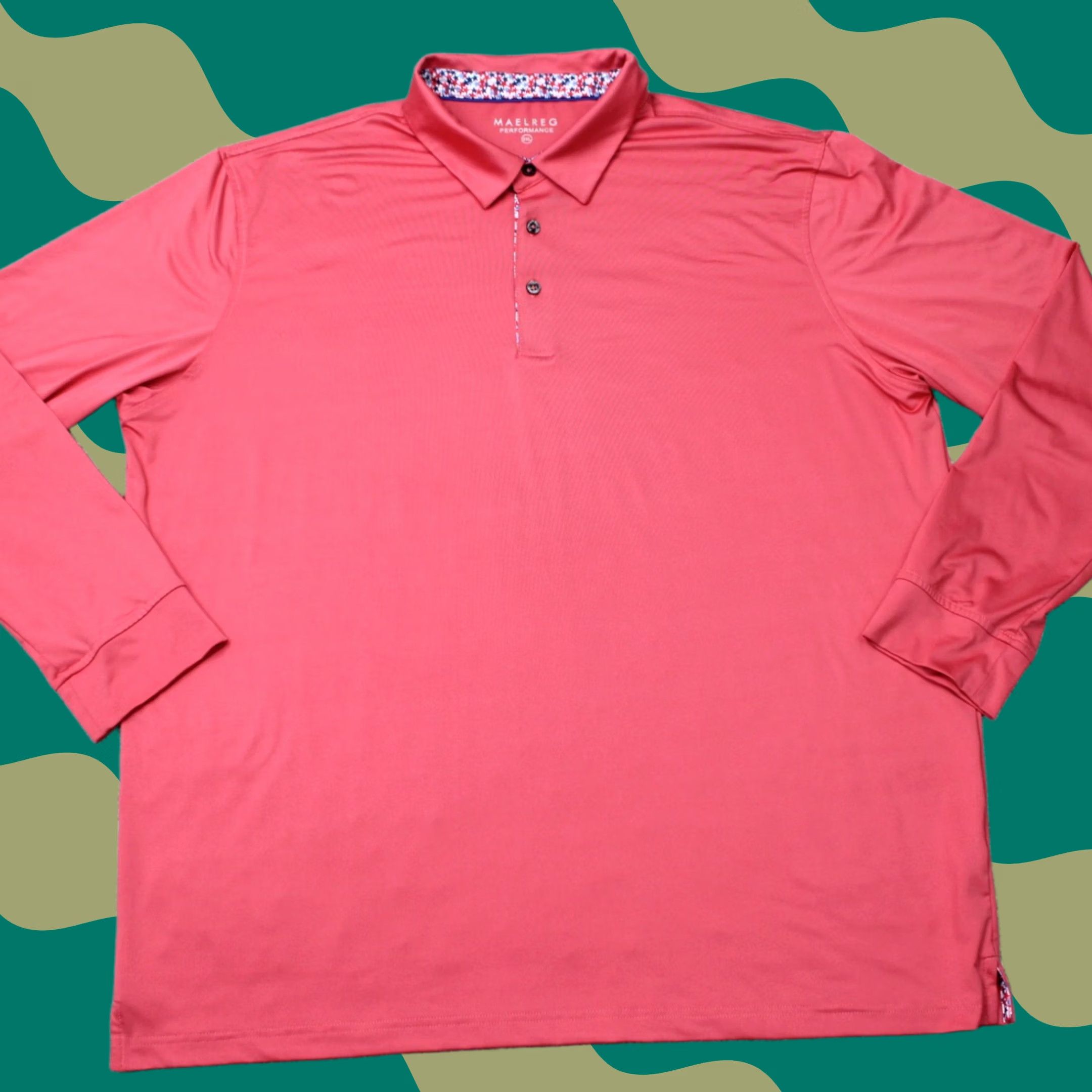 Vintage Maelreg Shirt Mens 2XL Pink Performance Polo Golf Stretch Long Sleeve Size US XXL / EU 58 / 5 - 1 Thumbnail