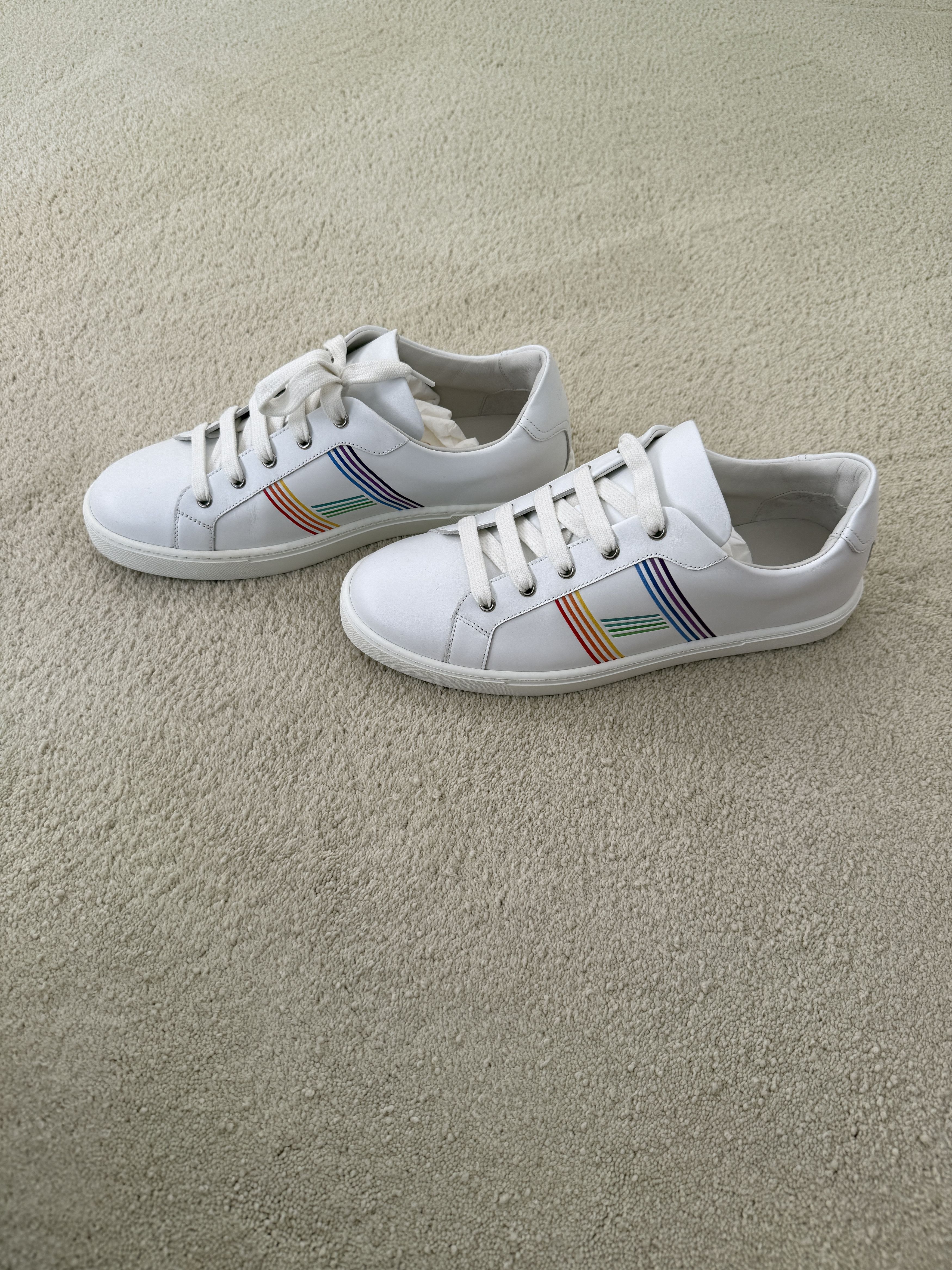 Hermes Hermes Mens New White w/Multcolor H Leather Sneakers Size US 10.5 / EU 43-44 - 2 Thumbnail