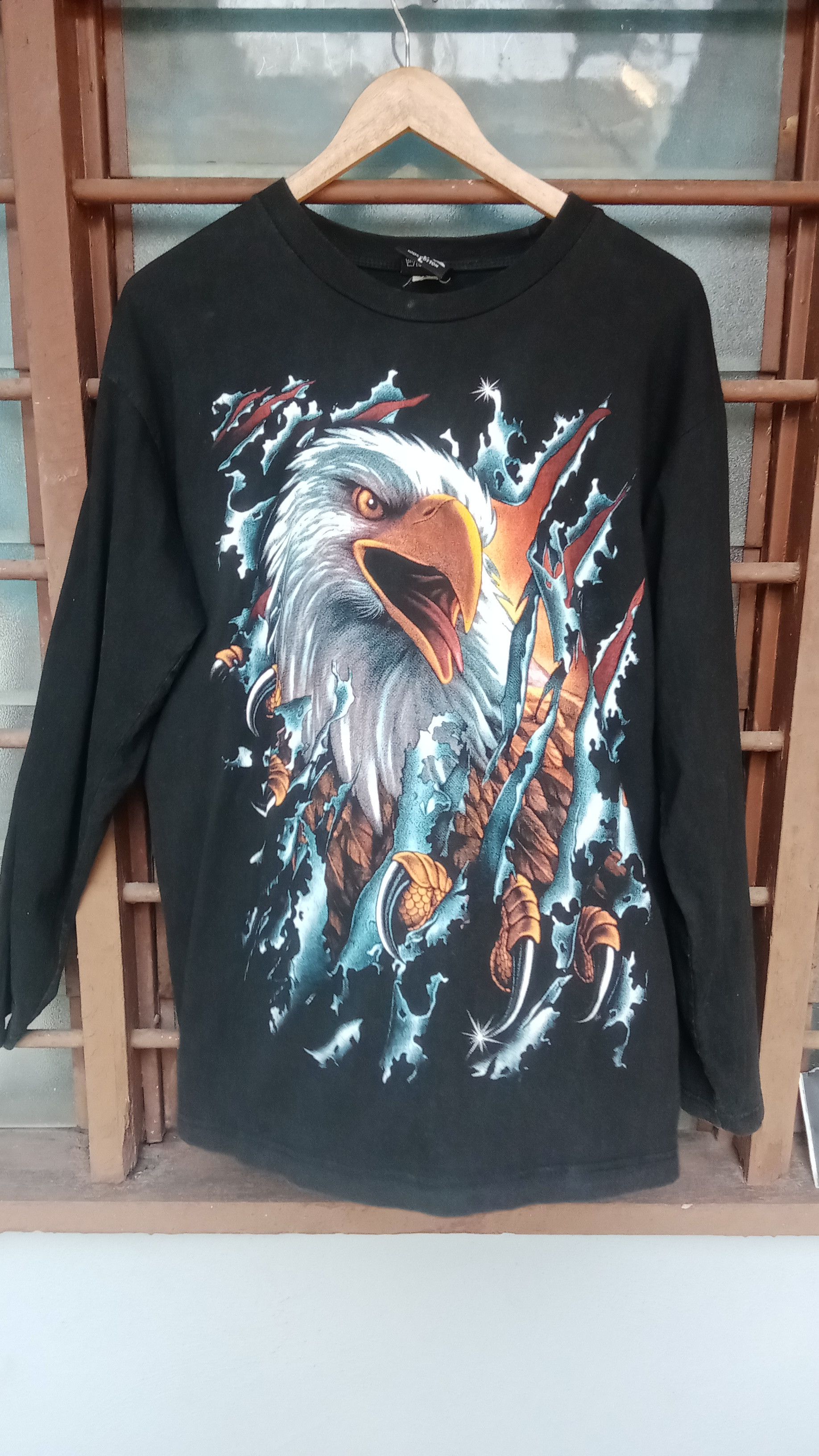 image of Art x Vintage Thunderstorm Eagle Long Sleeve Tee in Mix, Men's (Size Large)