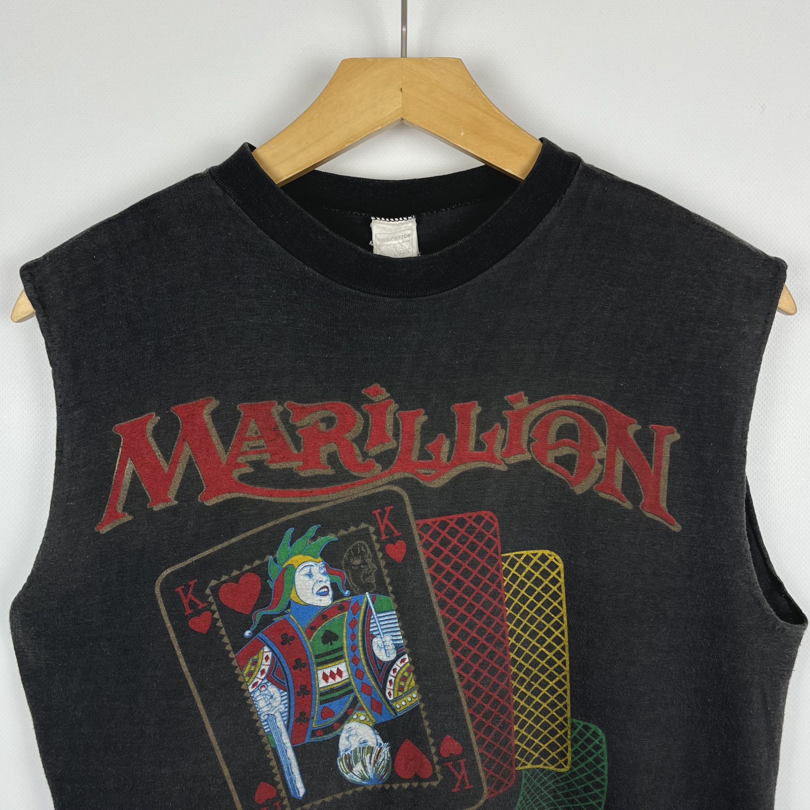 Band Tees Vintage Marillion Tour Rock Band Cropped T Shirt 1986 Size US M / EU 48-50 / 2 - 6 Thumbnail