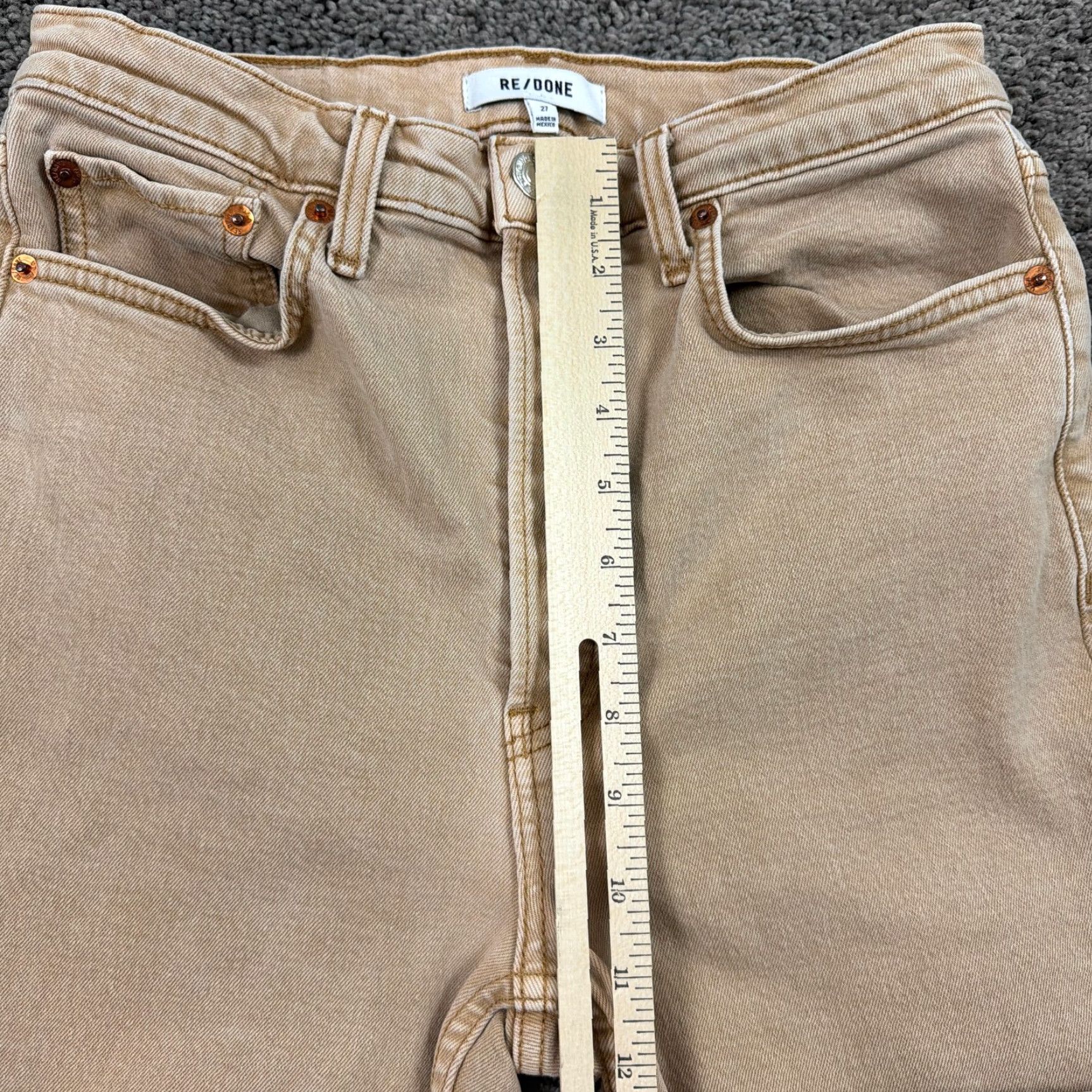 RE/DONE RE/DONE Jeans Womens 27 Beige Ankle High Rise Stretch Denim Stovepipe 70s 27x27 Size 27" / US 4 / IT 40 - 5 Thumbnail