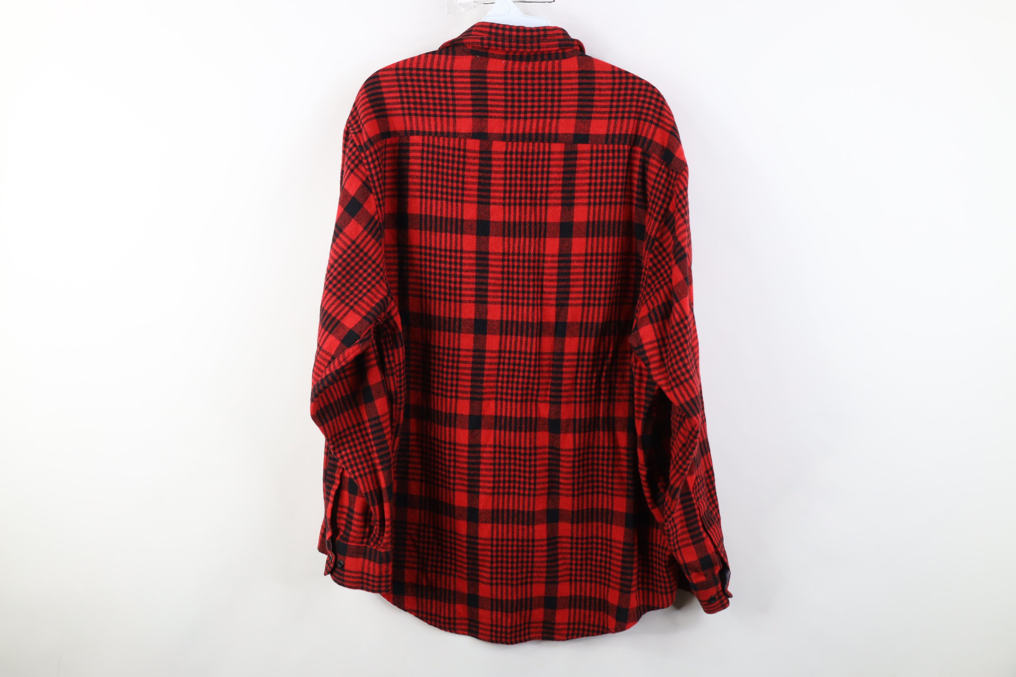 Vintage Vintage 70s Streetwear Knit Collared Button Shirt Red Plaid Size US XL / EU 56 / 4 - 9 Thumbnail