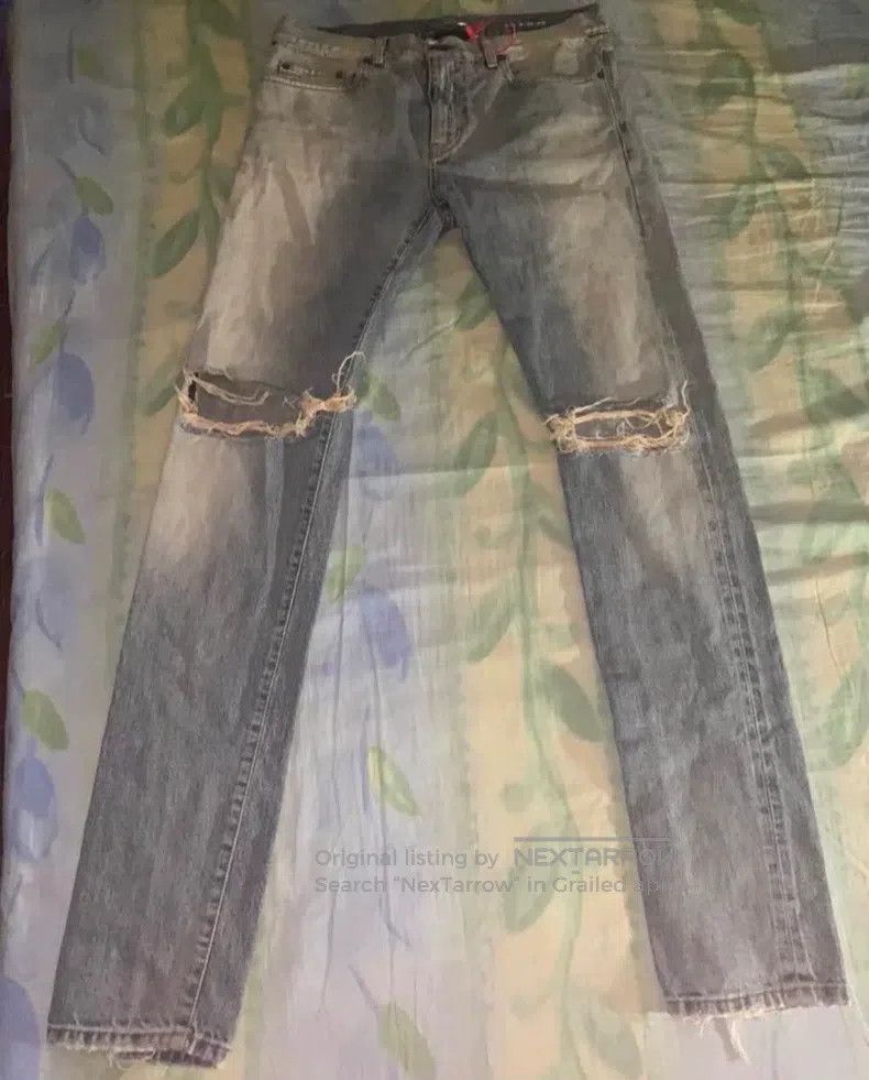 Saint Laurent Paris Saint Laurent Paris Wash mud-dyed cut hole denim pants siz Size US 32 / EU 48 - 1 Thumbnail