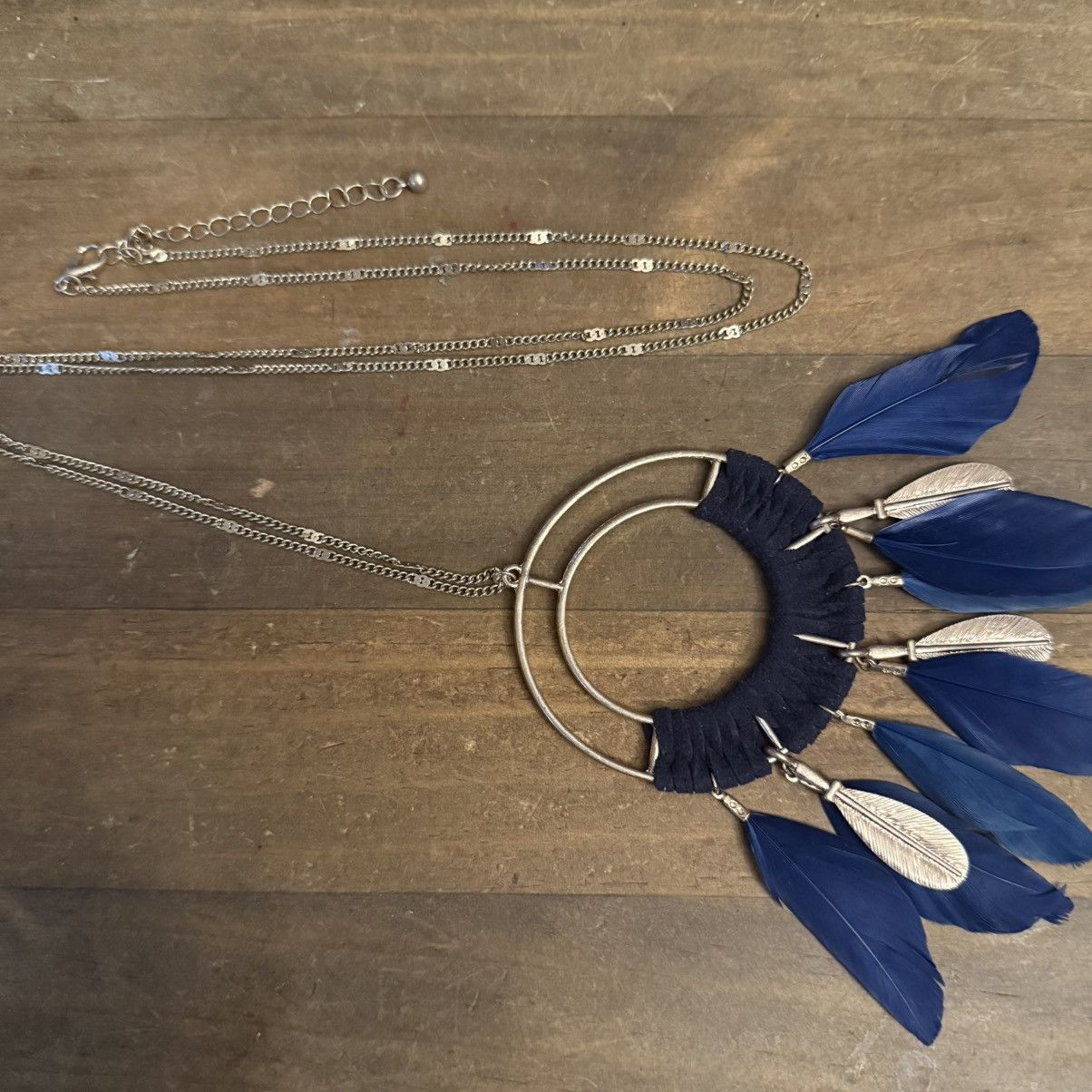 Other Boho gold tone blue feather pendant necklace Size ONE SIZE - 2 Thumbnail