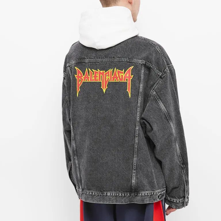 Balenciaga o1in1g1124 Oversized Organic Denim Jacket in Washed Black Size US M / EU 48-50 / 2 - 2 Thumbnail