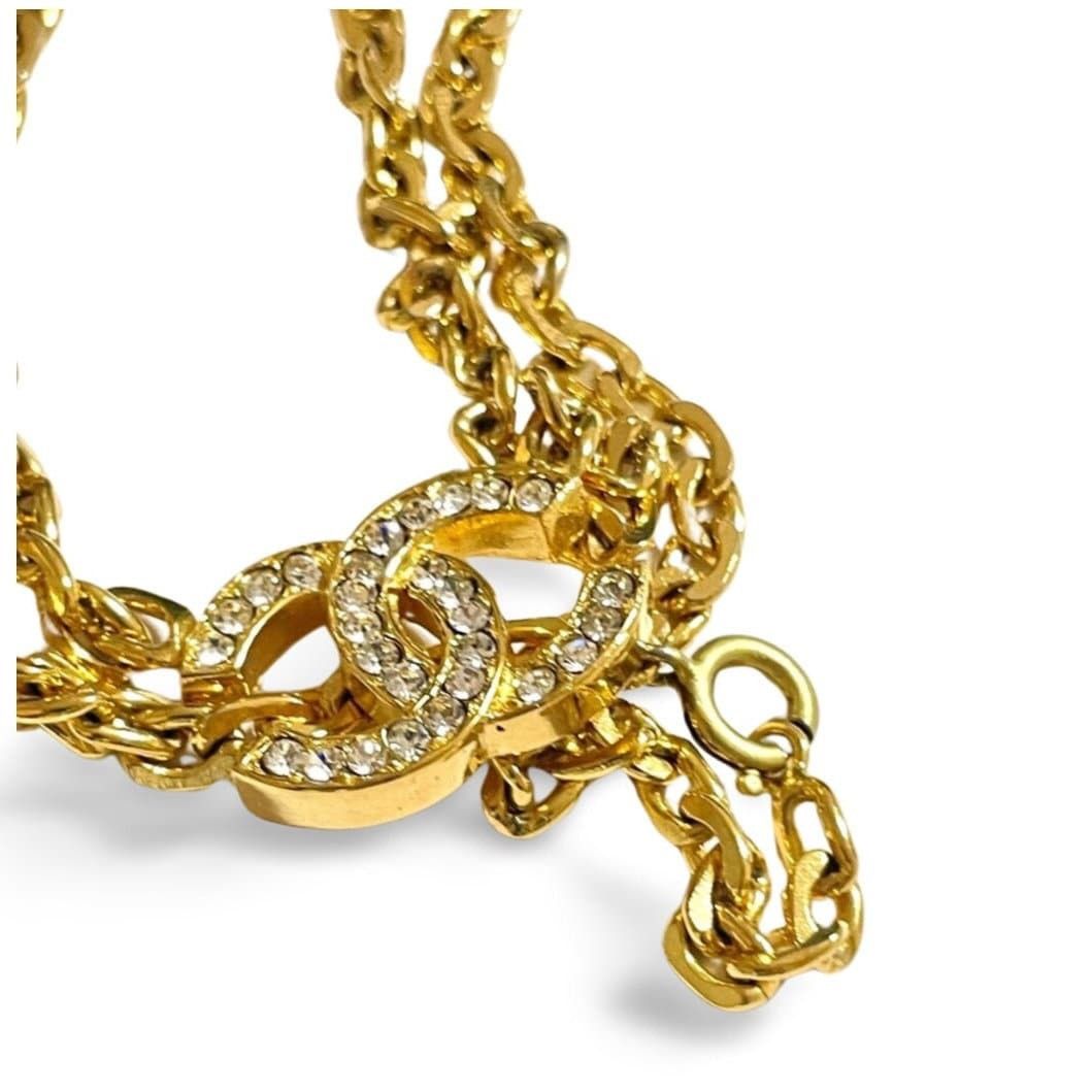 Chanel Vintage CHANEL golden chain necklace with crystal CC mark Size ONE SIZE - 6 Thumbnail