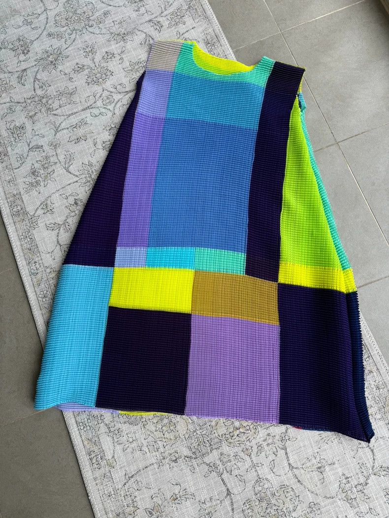 Issey Miyake Issey Miyake size:2 Blue and purple main color block dress Size M / US 6-8 / IT 42-44 - 4 Thumbnail