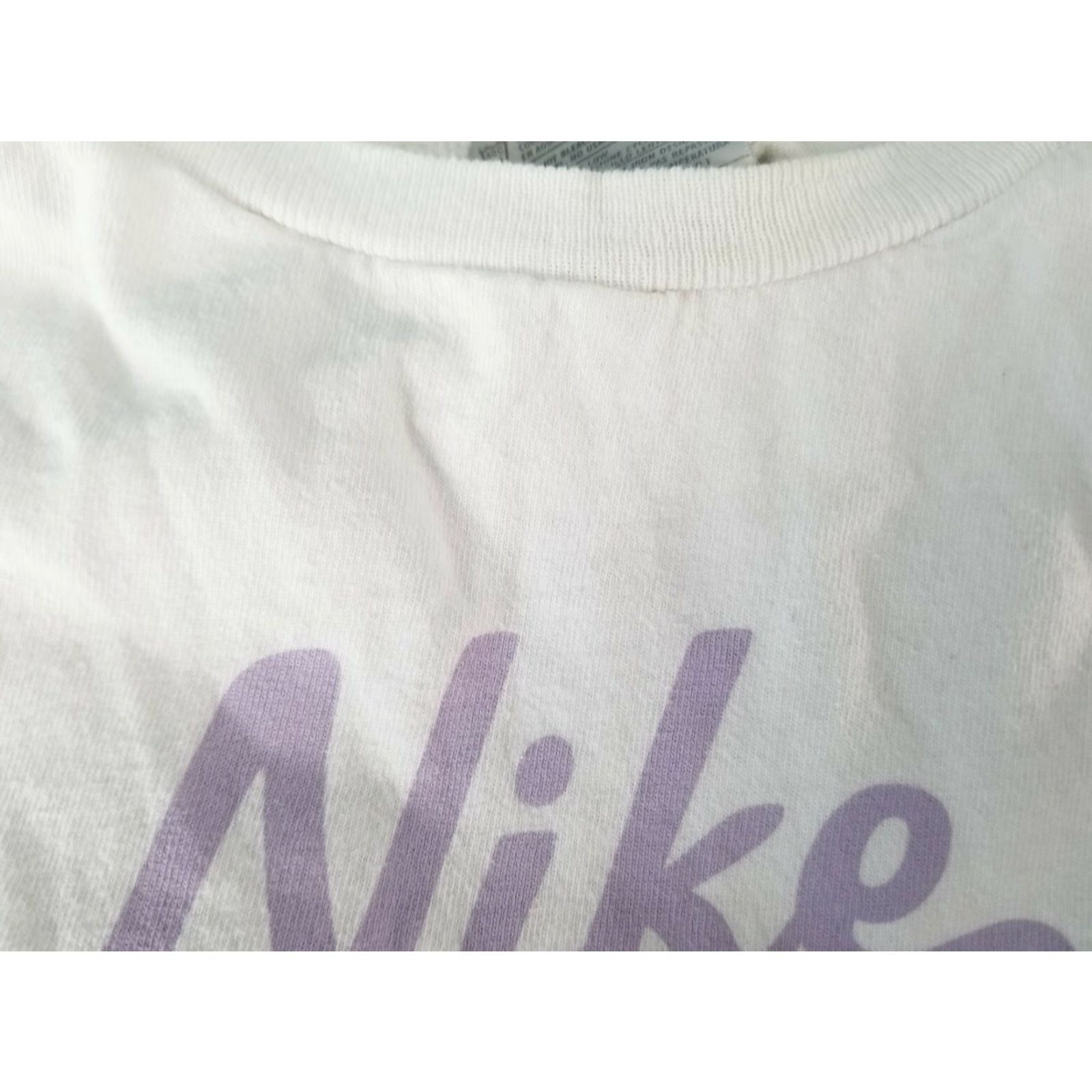 Nike VINTAGE Nike Womens XL T Shirt Spell Out Gray Tag Nike Shirt Womens XL Gray Tag Casual Cotton Logo White Cap Sleeve Round Neck US Theme 80s? Size XL / US 12-14 / IT 48-50 - 4 Thumbnail
