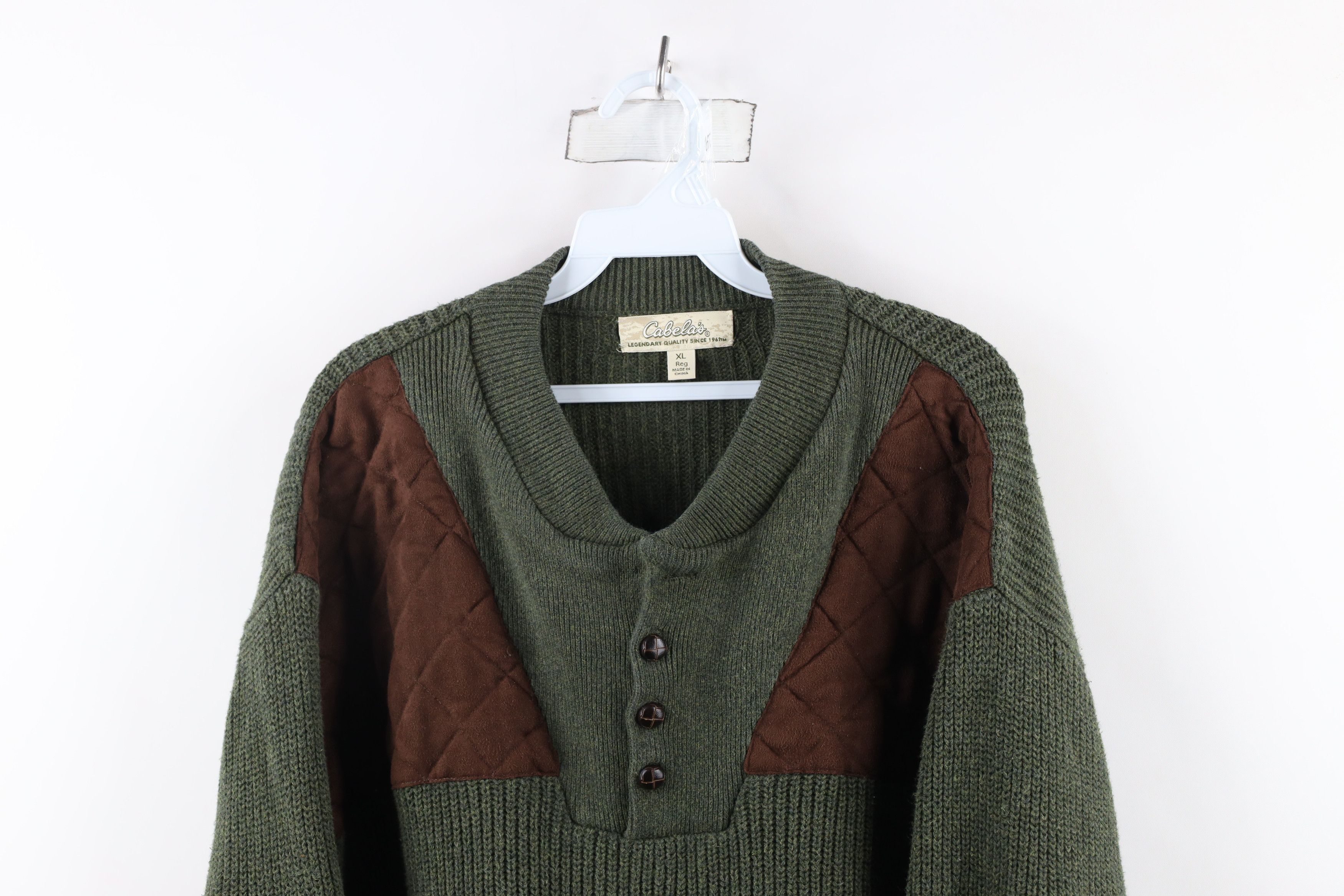 Cabelas × Vintage Vintage Cabelas Quilted Ribbed Knit Shooting Henley Sweater Size US XL / EU 56 / 4 - 2 Thumbnail