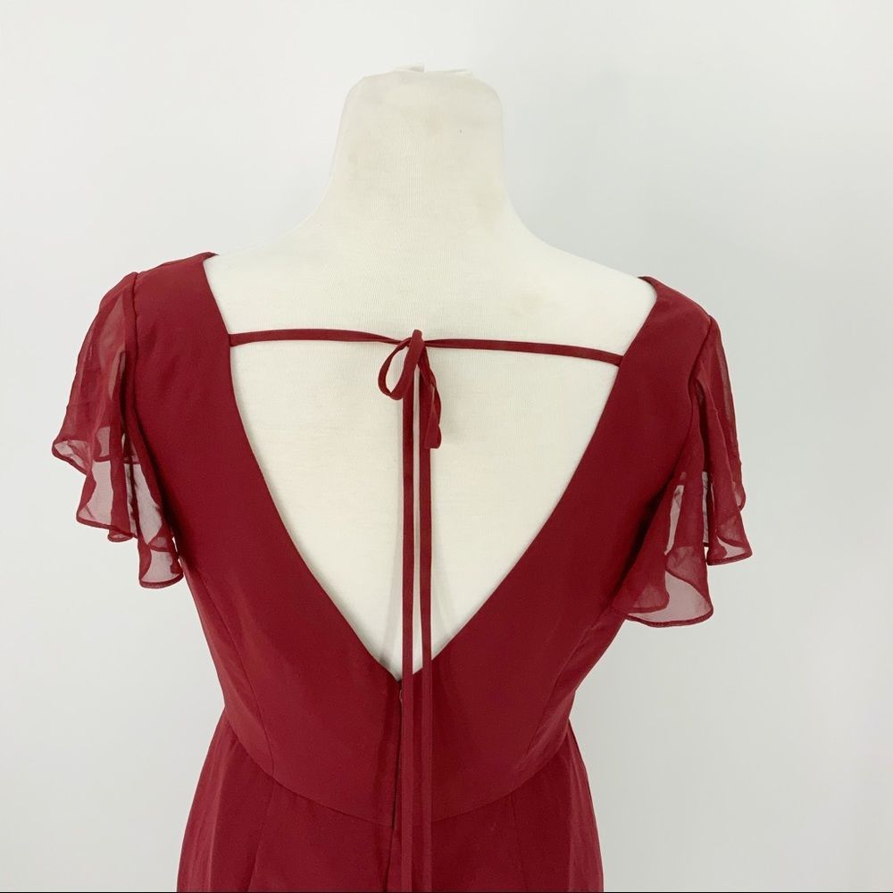 After Six After Six V Neck Burgundy Ruffle Evening Gown Size 6 NWT Size M / US 6-8 / IT 42-44 - 8 Thumbnail